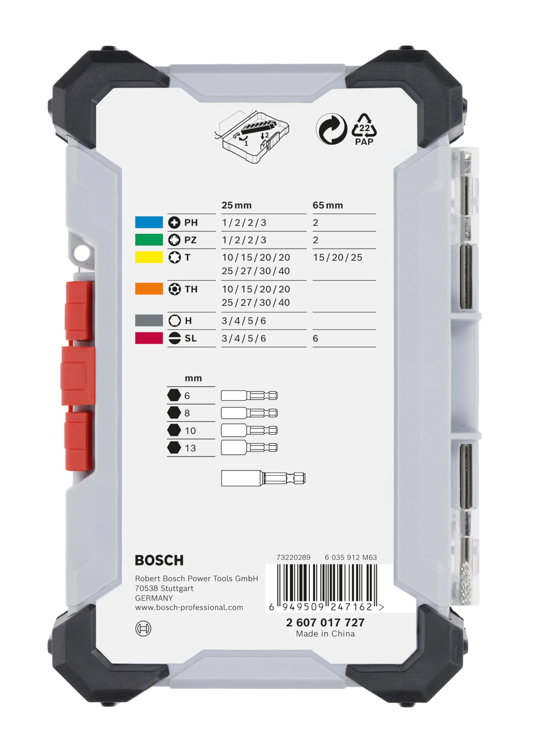 Bosch set 43 bit extra duri PH PZ SL T TH 1/4"
