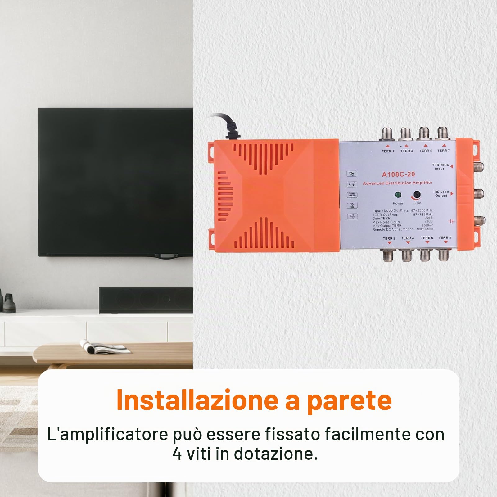 Weytoll Amplificatore Distribuzione 8 Vie 20 dB