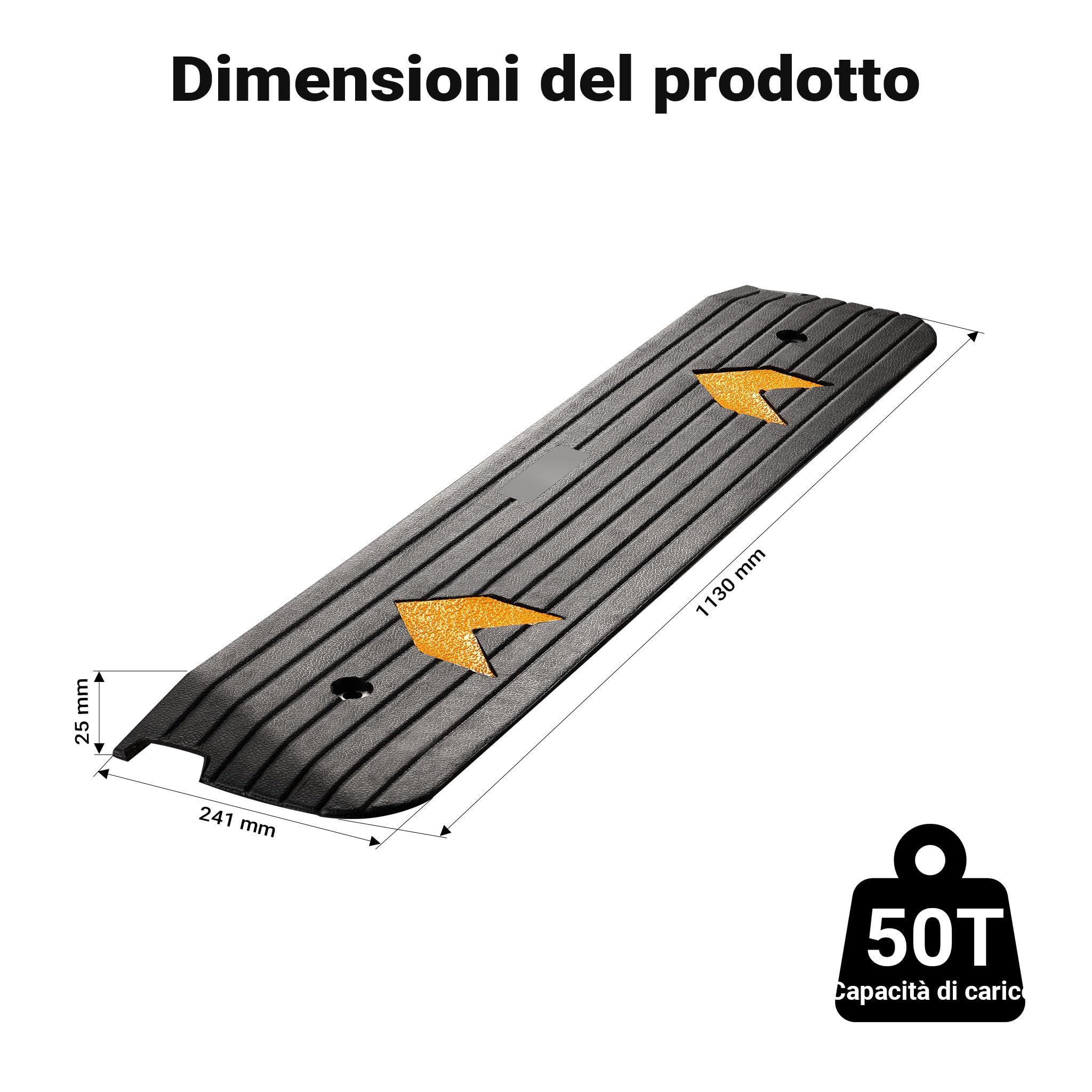 Wiltec Rampa Gomma 1130x240x25 mm Soglia Marciapiede 50 t