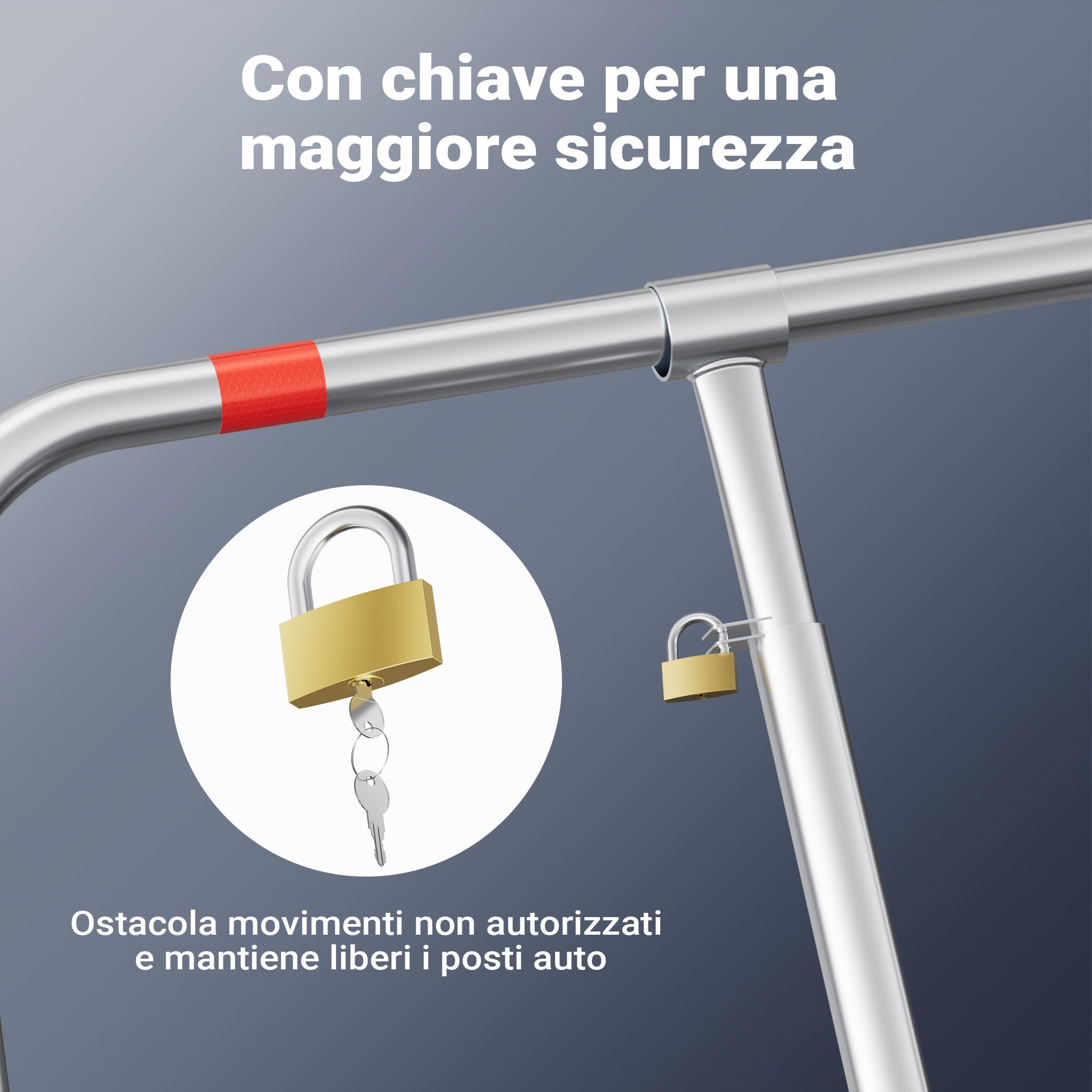 Wiltec Barriera Parcheggio Dissuasore 43x80 cm con Lucchetto