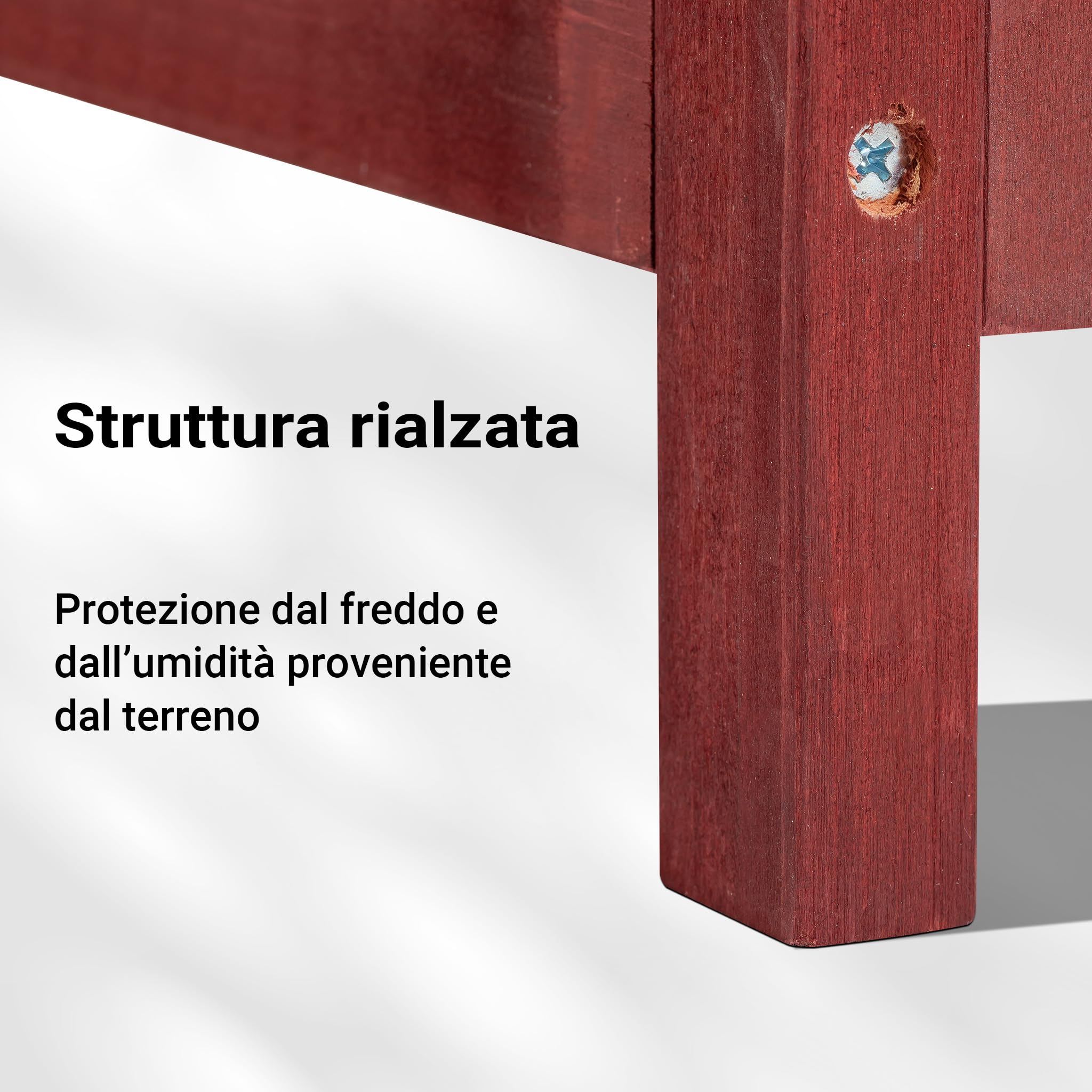 Wiltec Conigliera 2 piani legno 117,5 cm rosso-bianco