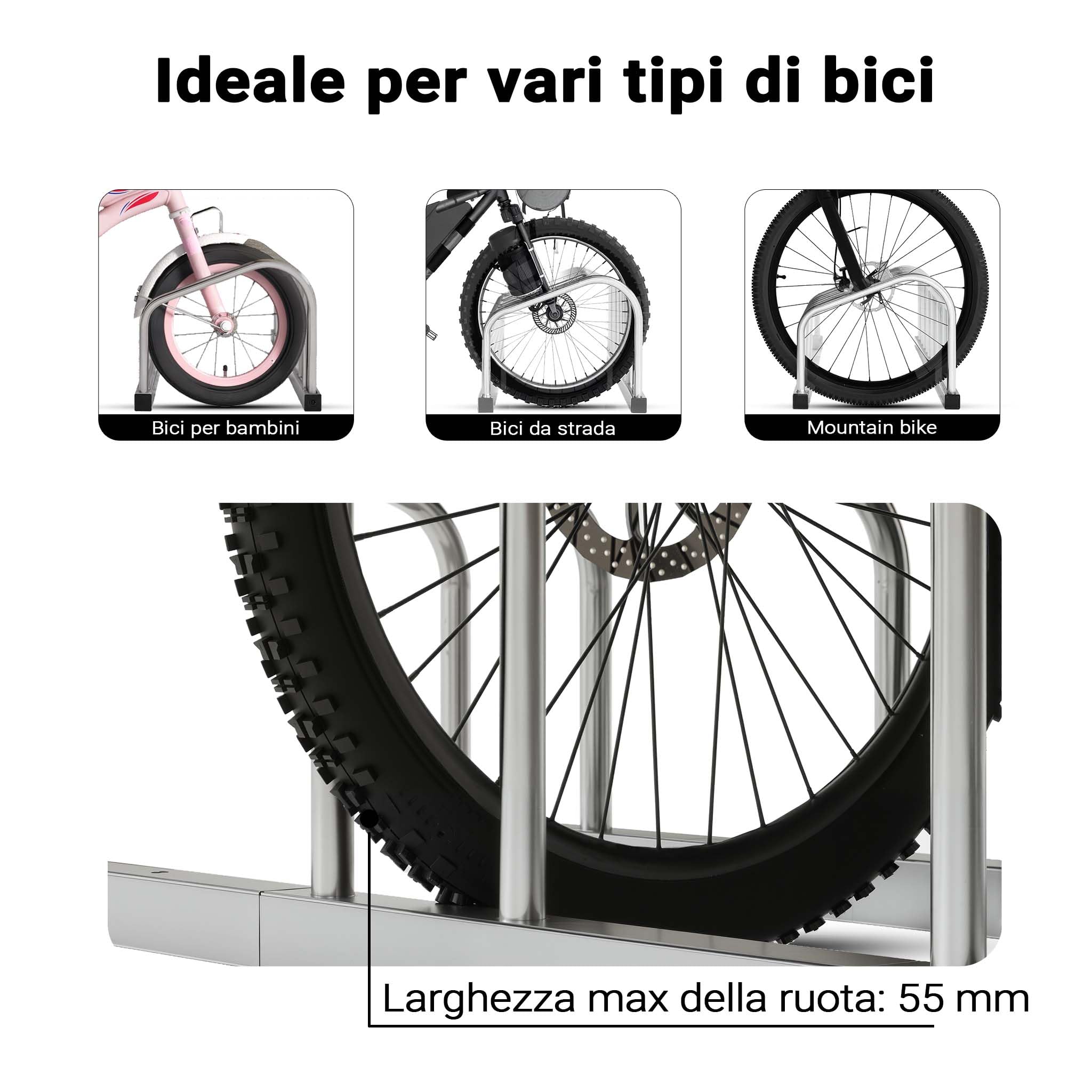 Wiltec Rastrelliera Bici 2 Posti in acciaio zincato