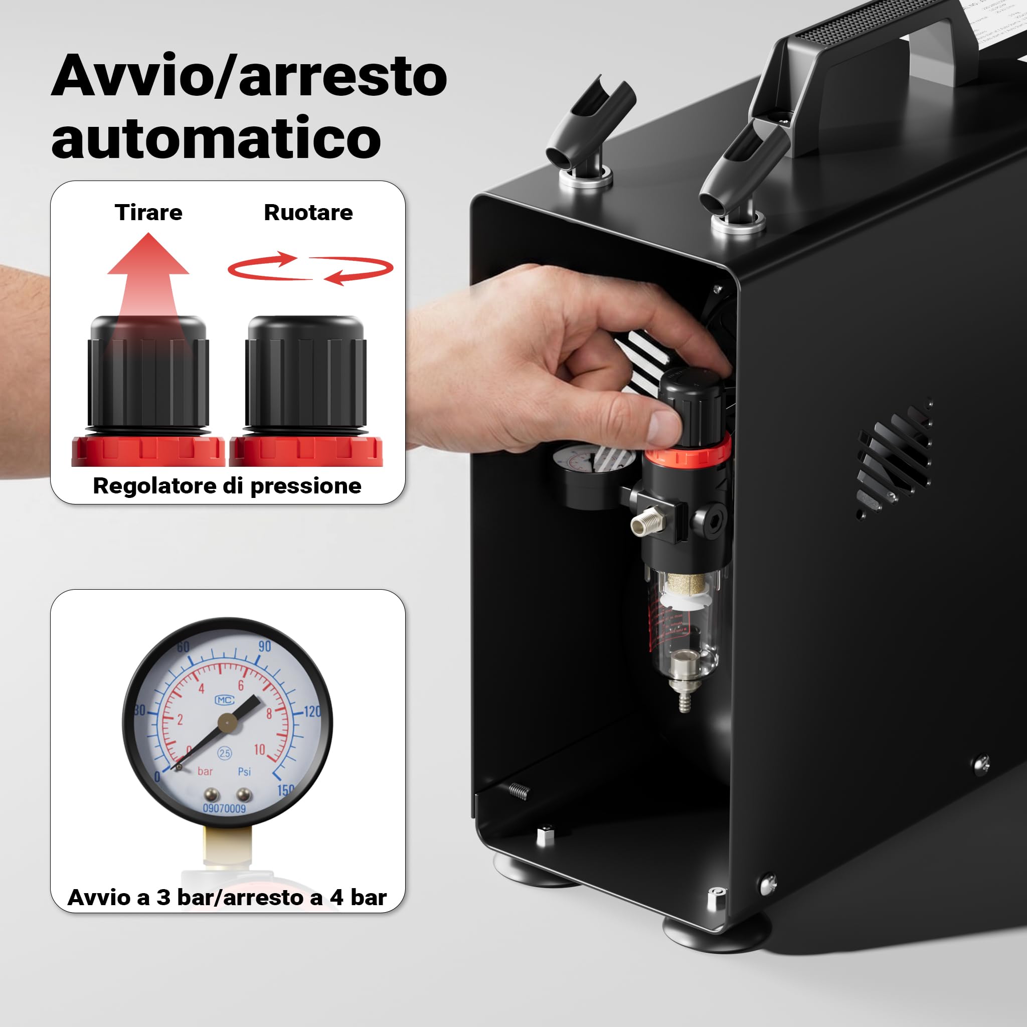 Wiltec AF186A Compressore Aerografo Monocilindrico 4 Bar