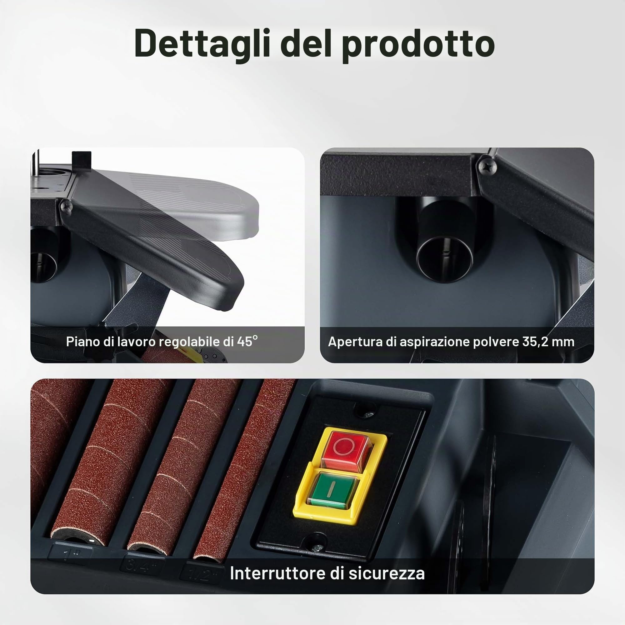 Wiltec Levigatrice a Mandrino Oscillante 500 W Rullo Nastro
