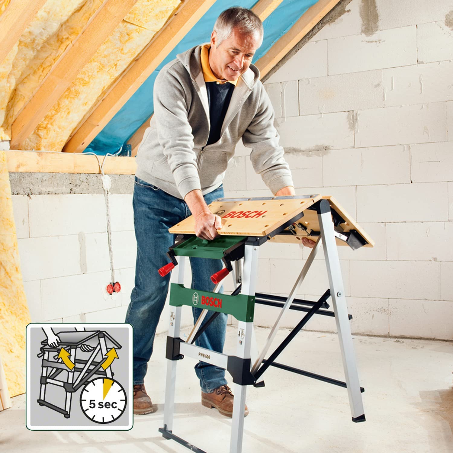 Bosch PWB 600 banco da lavoro in bambù richiudibile
