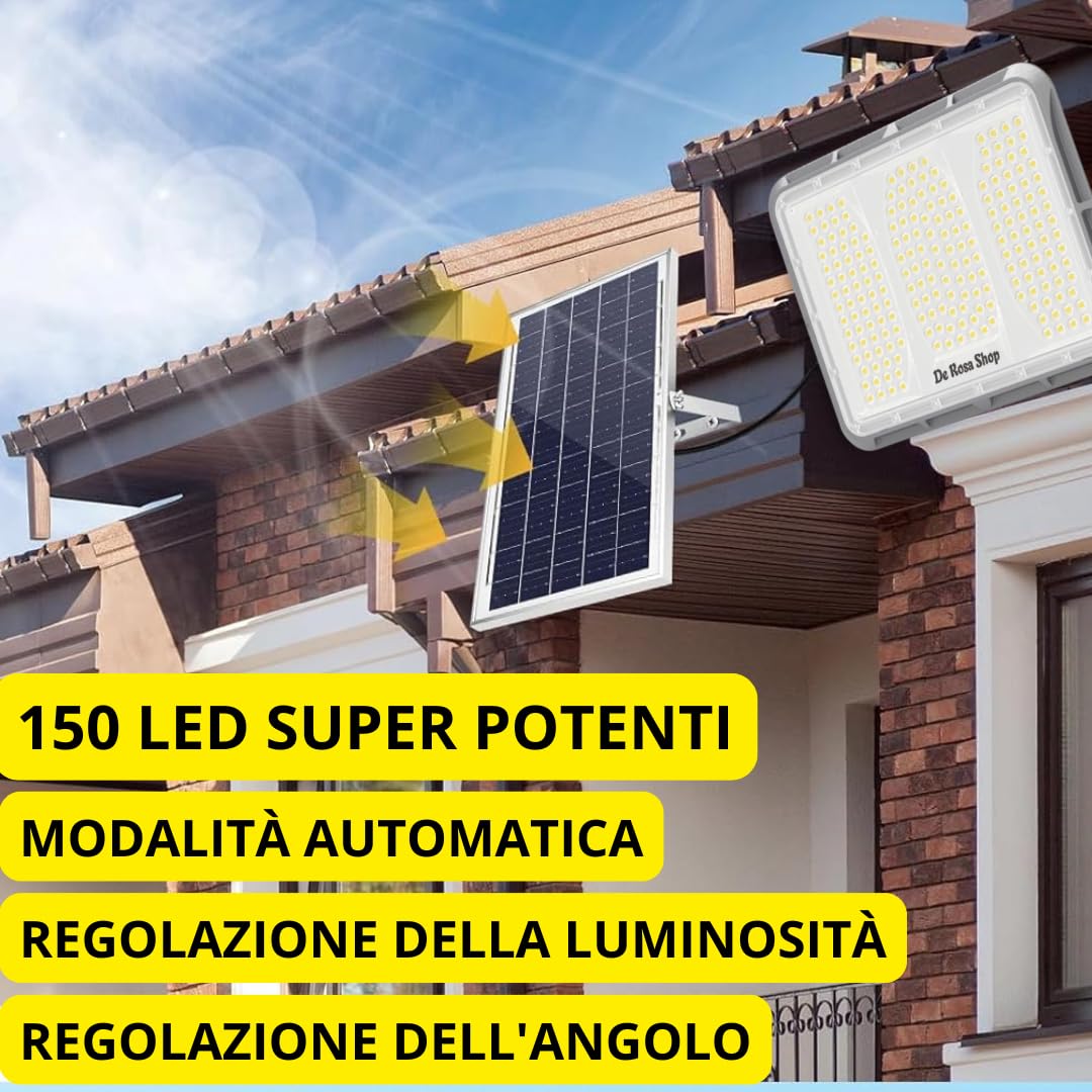 DE ROSA SHOP Faretto solare 600W 150 LED con sensore