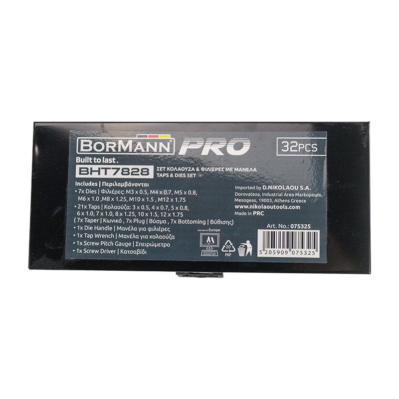 Bormann Set 32pz Maschi e Filiere M3-M12 metallo