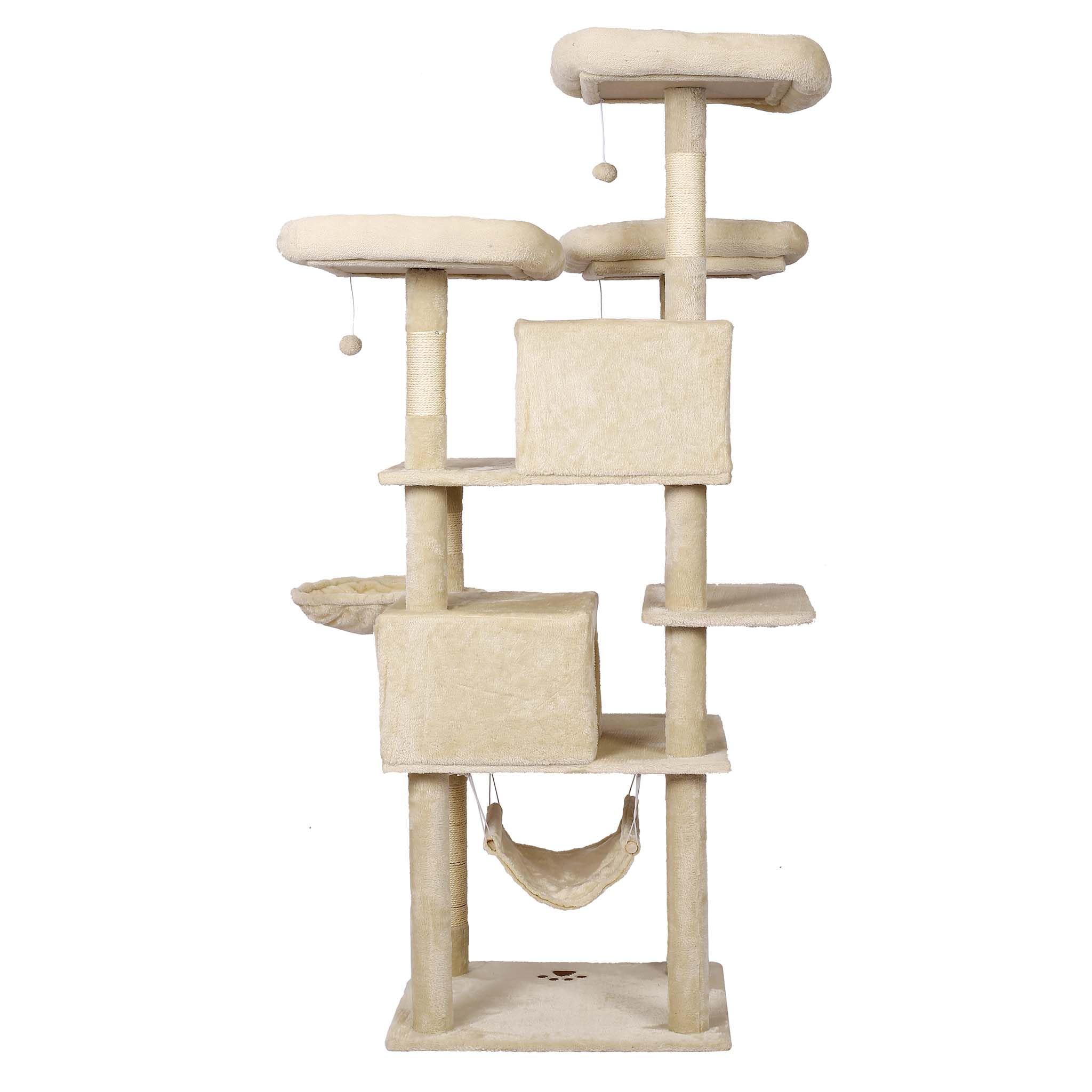 Wiltec Albero tiragraffi beige 172 cm 2 cuccette