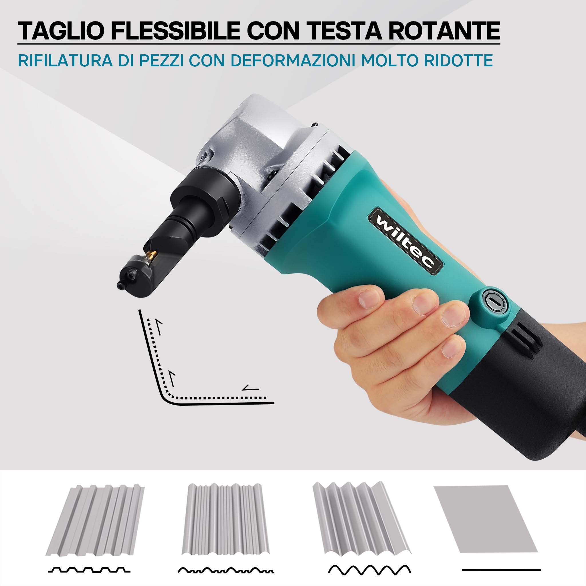 Wiltec Roditrice Lamiera 500 W Taglio 2,5 mm 360°