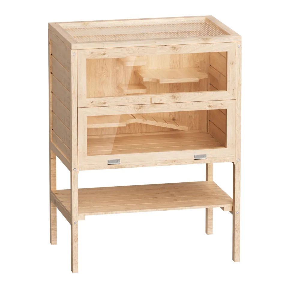 Wiltec Gabbia Roditori 3 Livelli 60x40x80 Legno Plexiglas