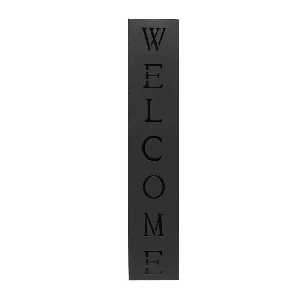 Wiltec Colonna Decorativa Welcome 100cm Metallo Nero Fioriera