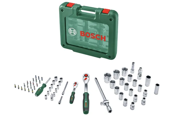 Bosch Set cricchetti bussole 60 pezzi 1/4"+1/2" presa salda