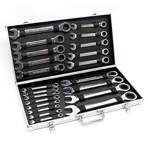 Wiltec Set 22 Chiavi Combinate a Cricchetto 6-32 mm in Valigetta