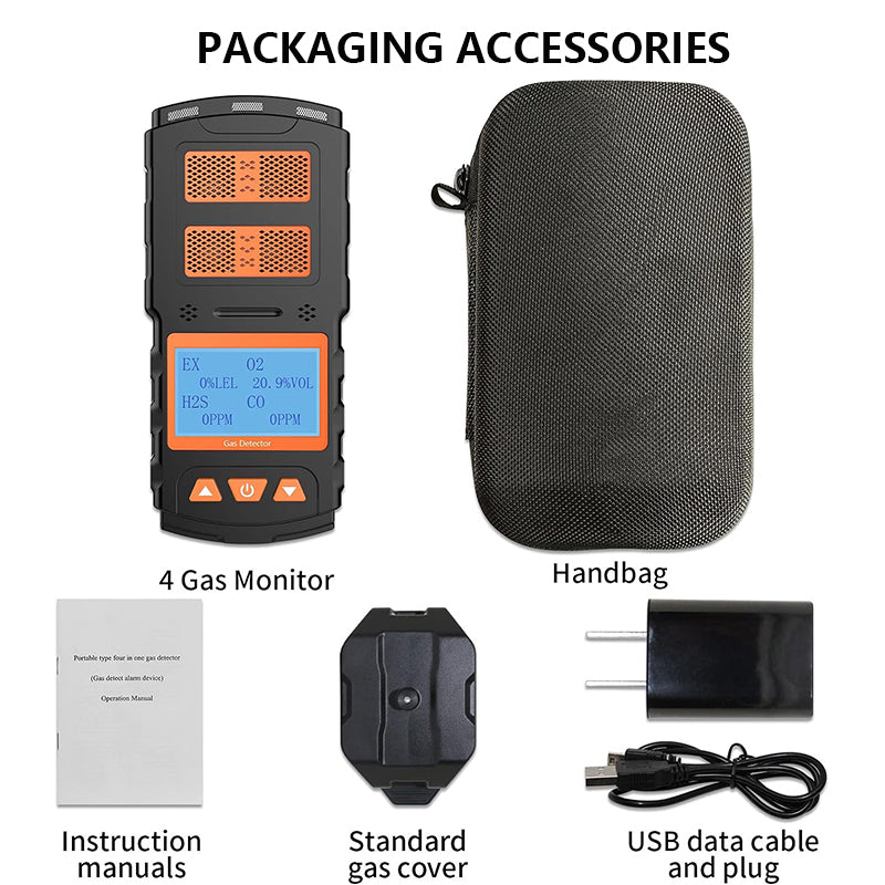 Tilswall X-4 Rilevatore Gas 4-in-1 Portatile LCD