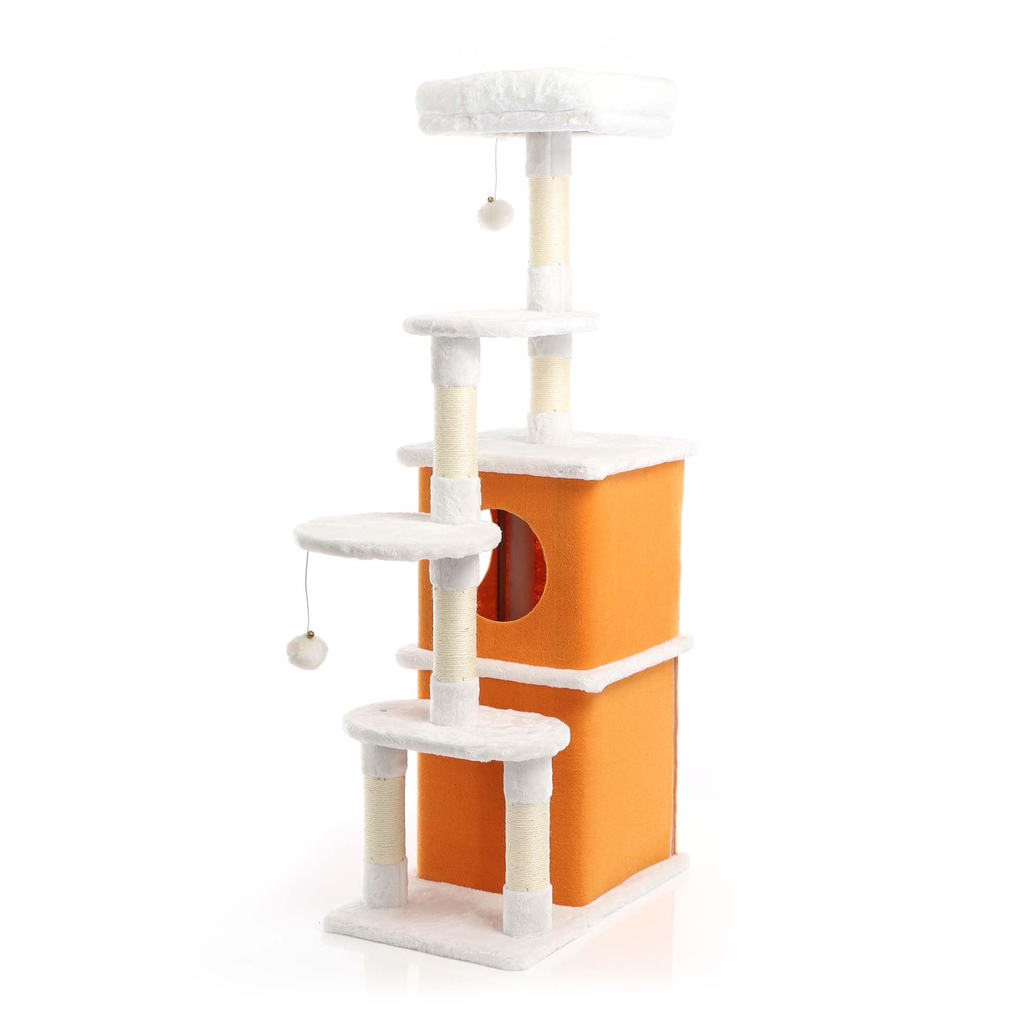 Fudajo Albero tiragraffi gatti 125 cm bianco marrone sisal
