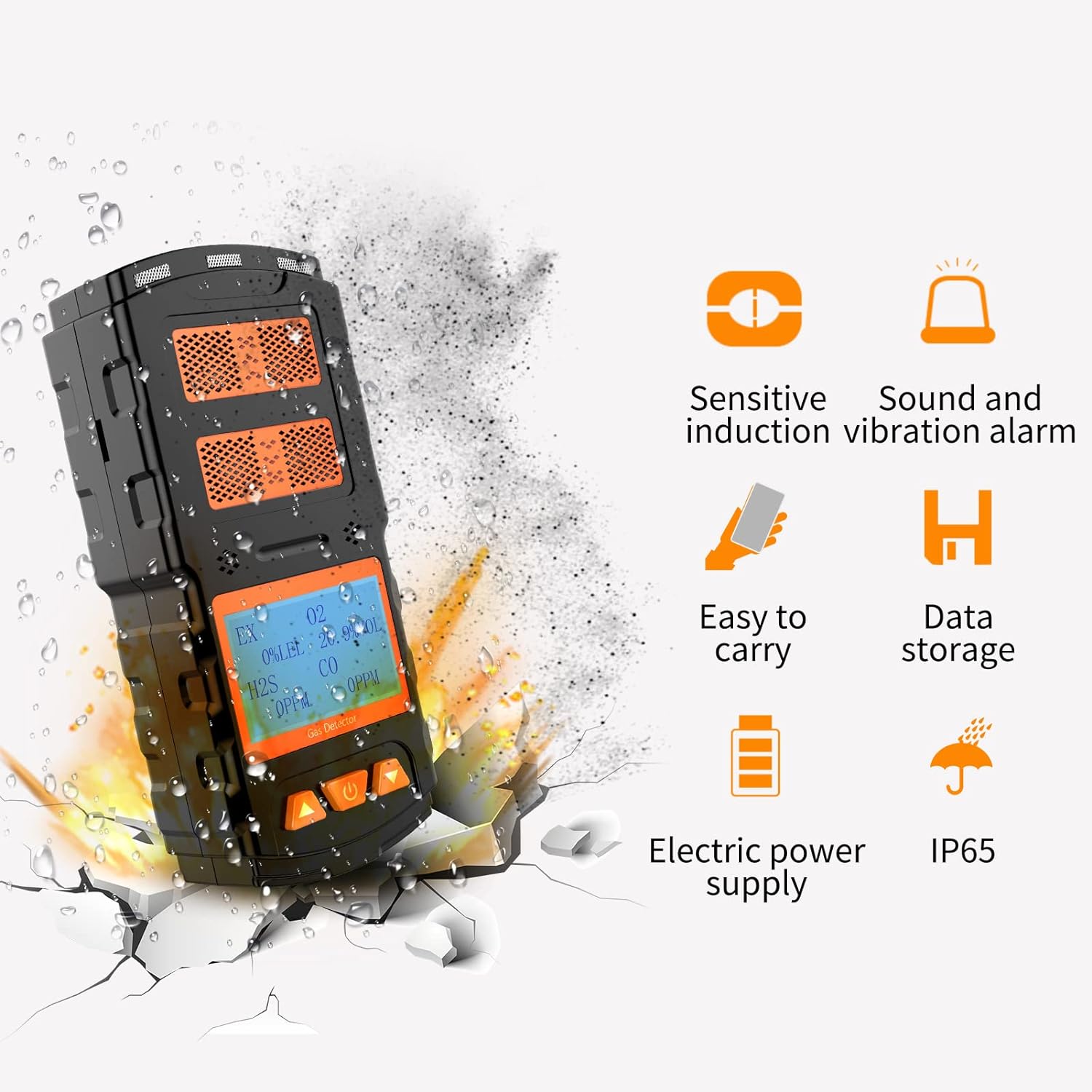 Tilswall X-4 Rilevatore Gas 4-in-1 Portatile LCD