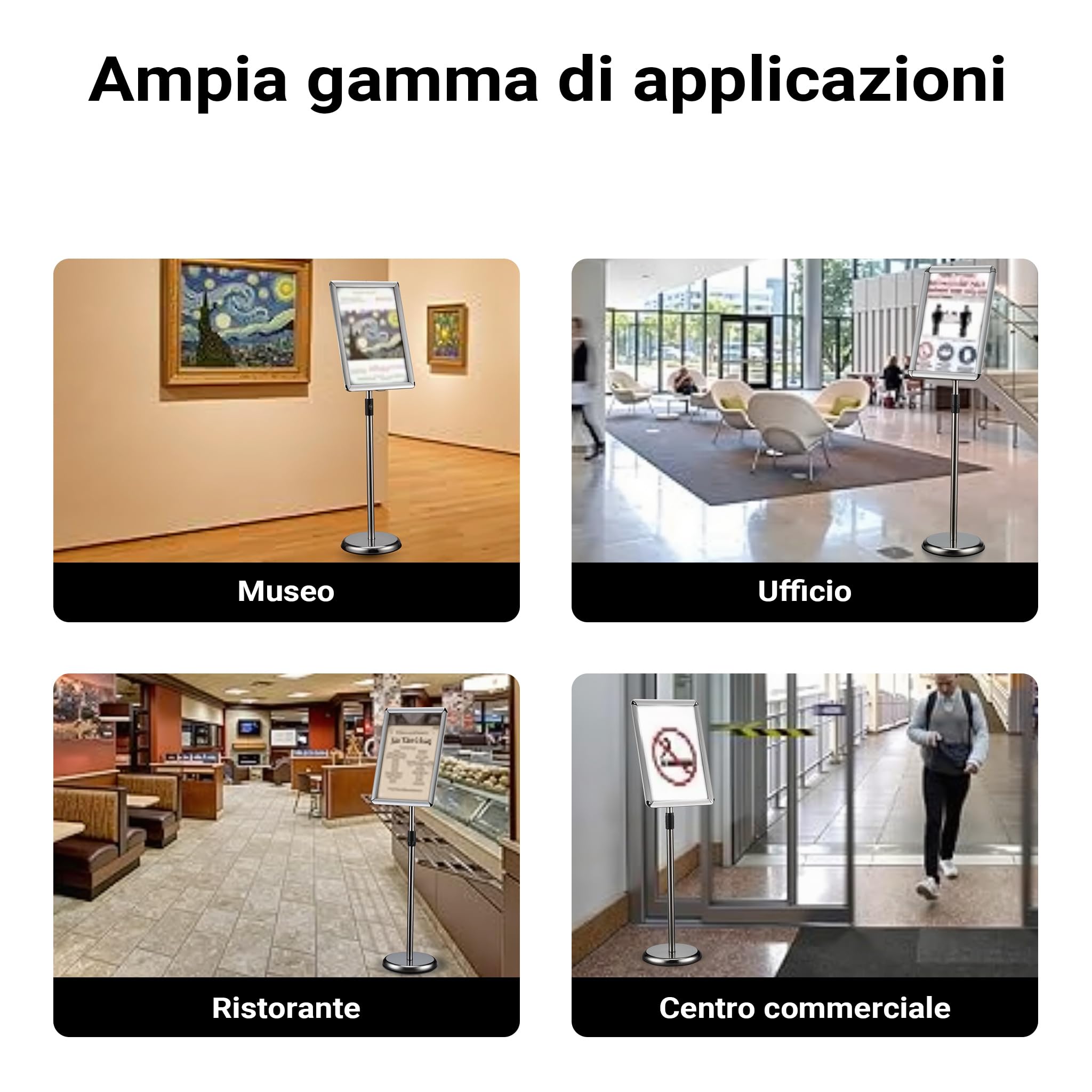 Wiltec Espositore poster A3 88-138 cm alluminio