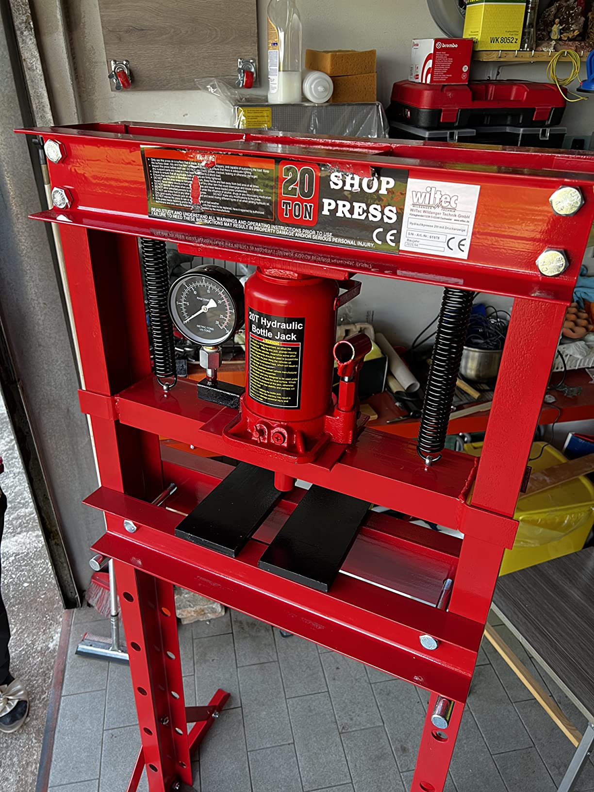 Wiltec Pressa Idraulica 20t con Manometro da Officina
