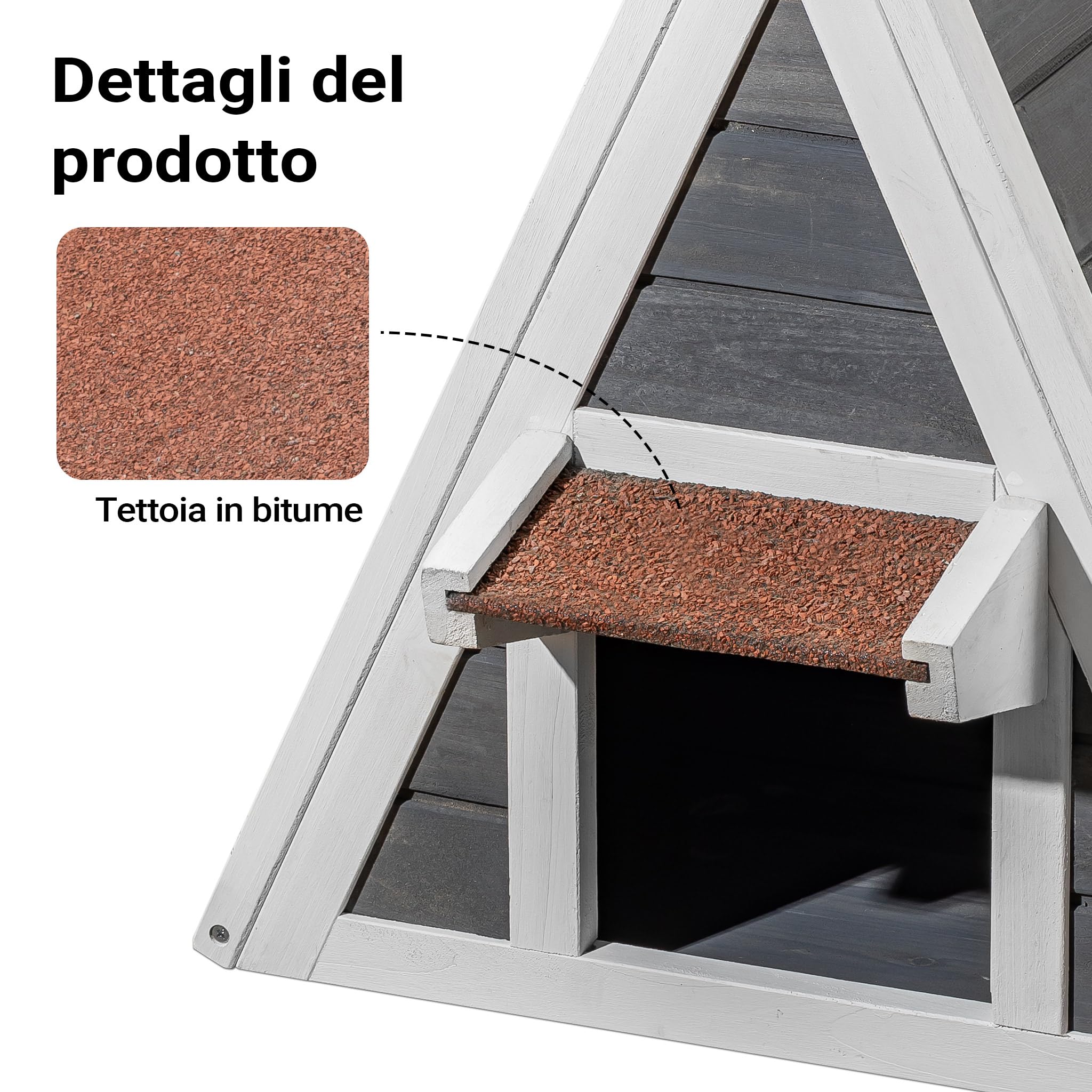 Wiltec cuccia gatto in legno doppio ingresso 50x50x54 cm esterno
