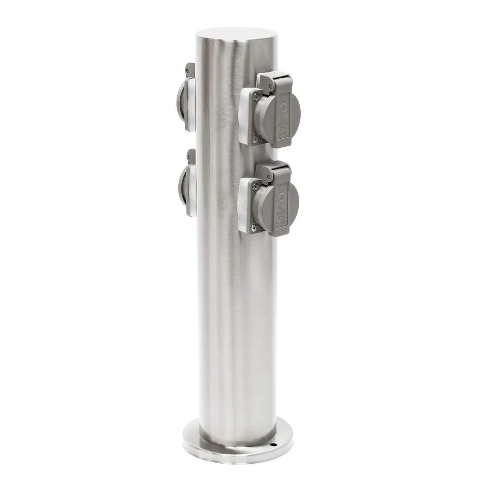 Wiltec Colonna multipresa giardino 4 prese acciaio IP44