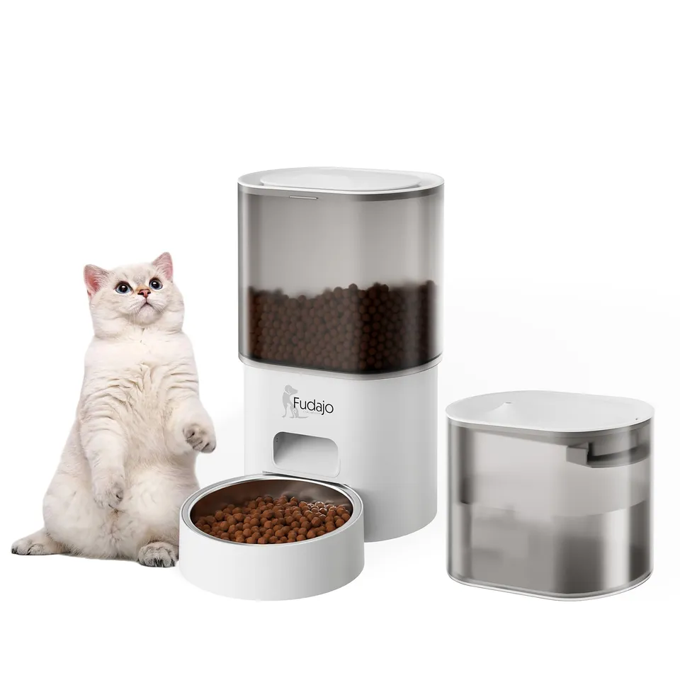 Fudajo Distributore Automatico Cibo 3L + Acqua 2,5L Bianco App