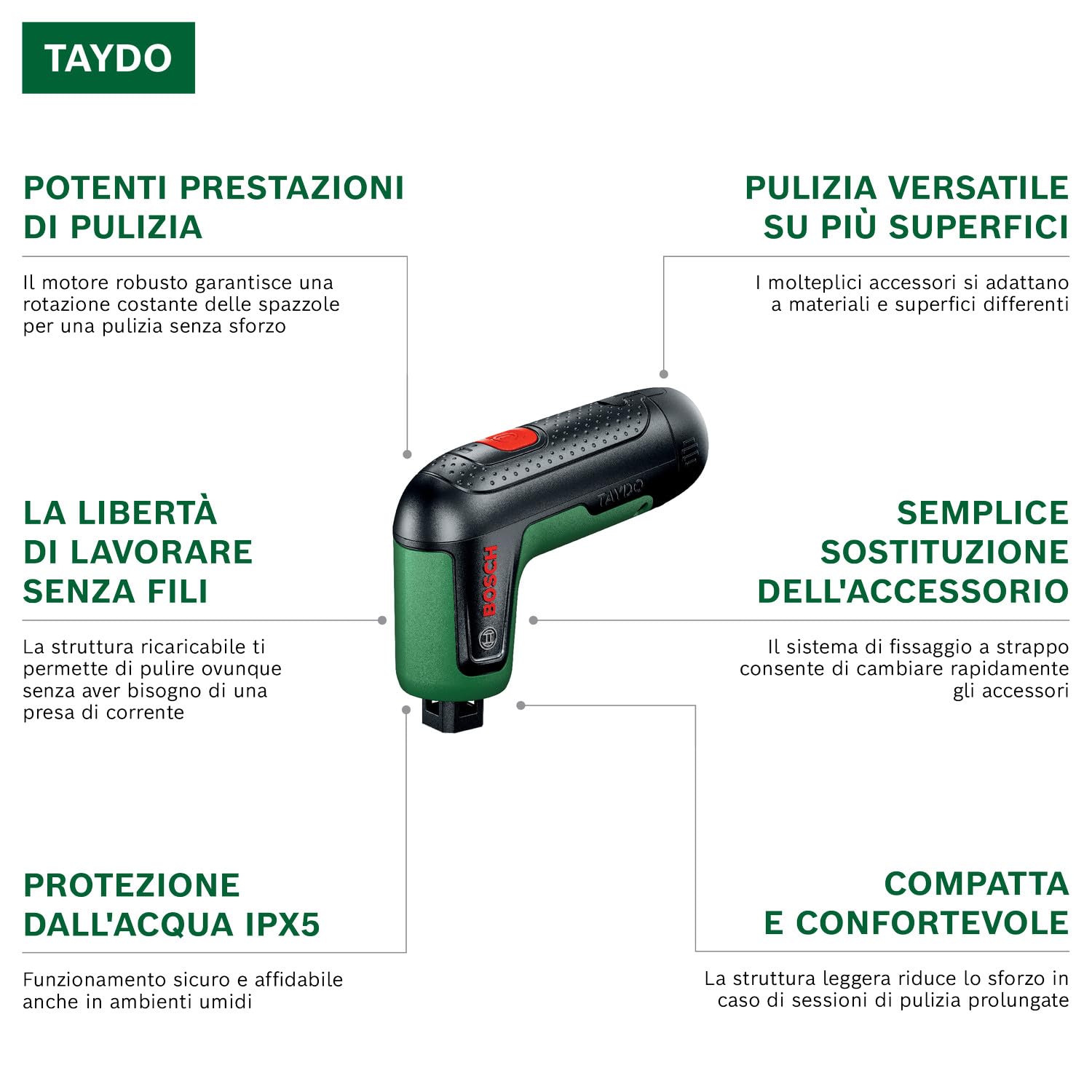 Bosch UniversalBrush TAYDO spazzola pulizia a batteria con kit