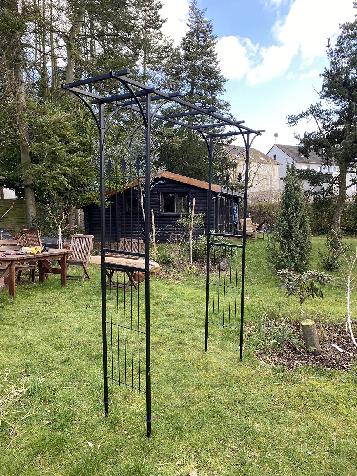 Wiltec Arco giardino rose 205x50x208cm acciaio nero