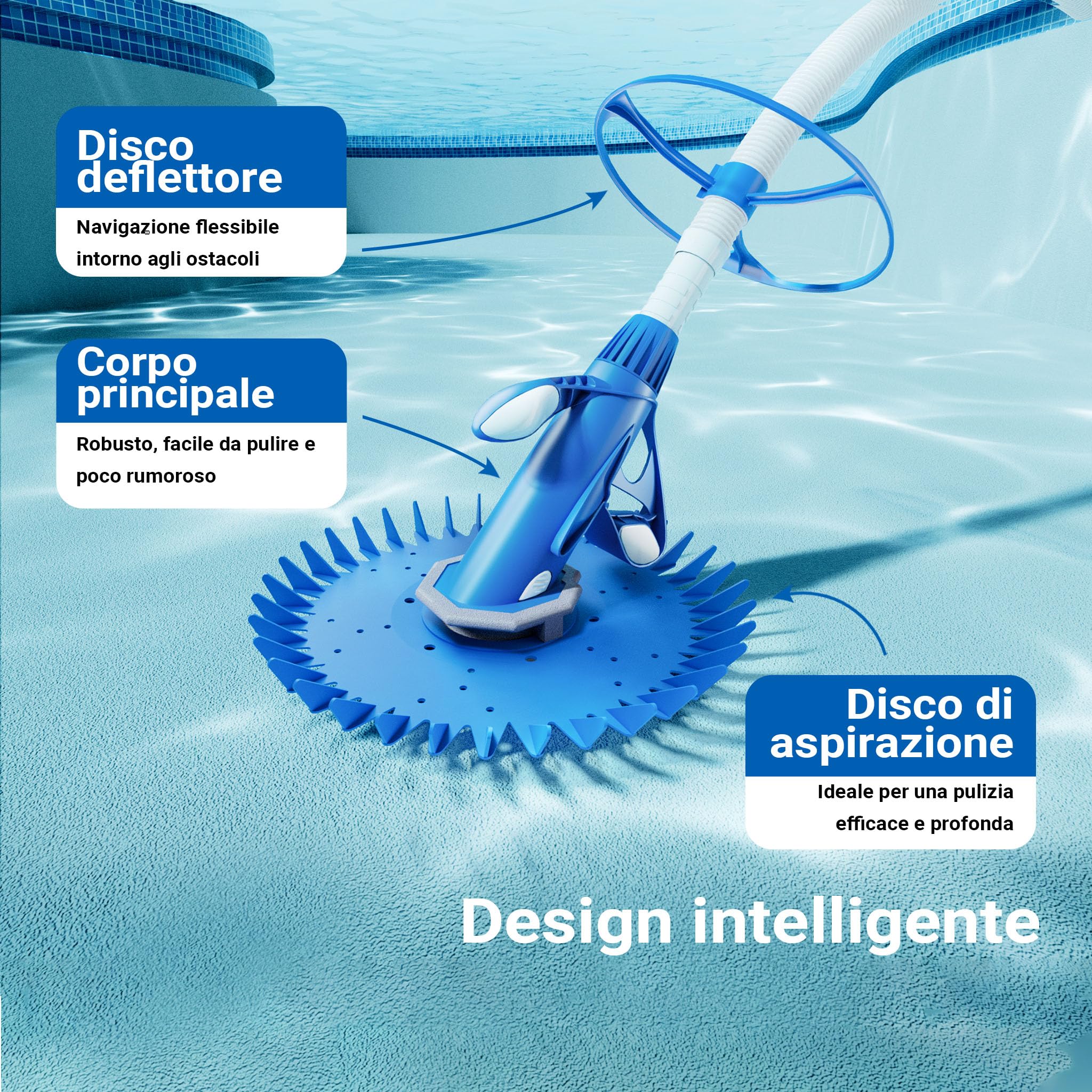 Wiltec Pulitore Piscina Automatico Fondo con 12 tubi