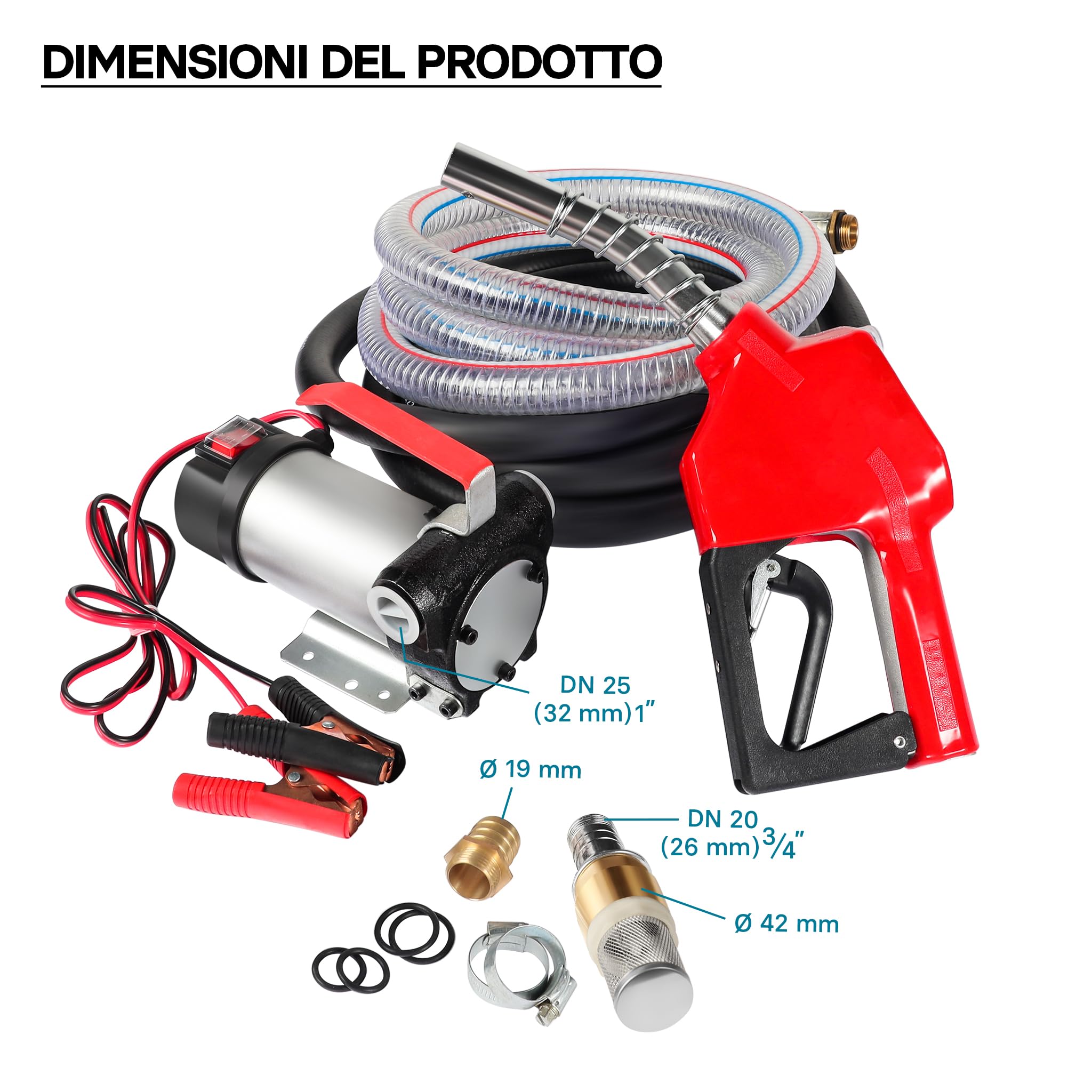 Wiltec pompa travaso gasolio 12V 40 l/min con pistola