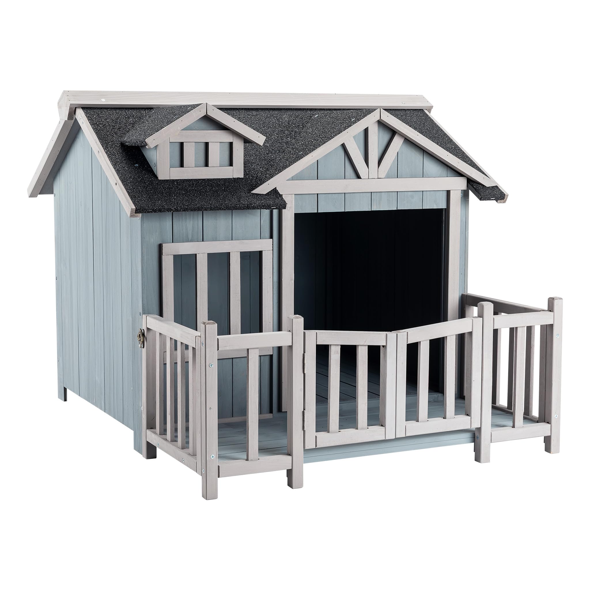Wiltec Cuccia Cani XL in Legno Marrone con Terrazza