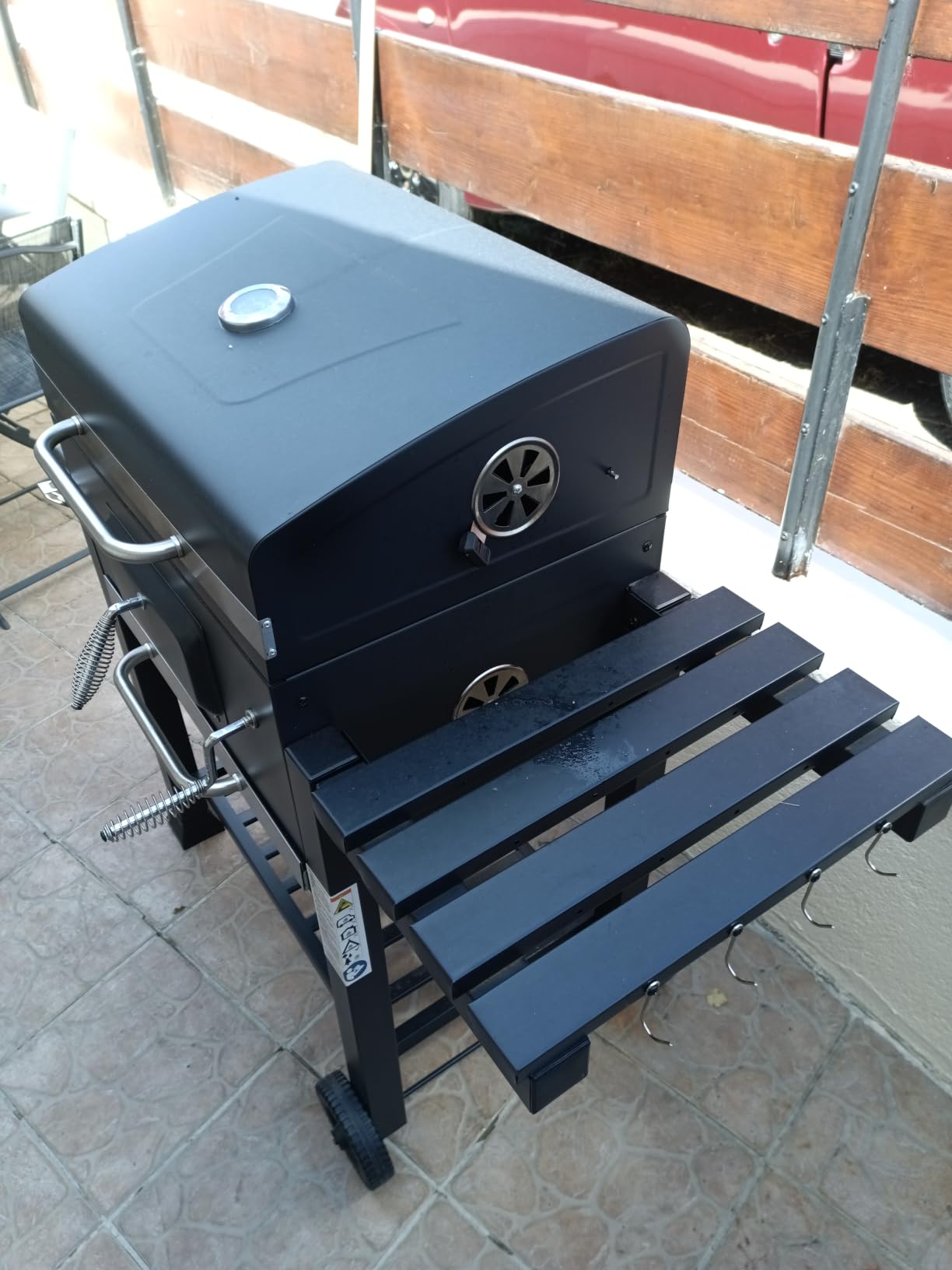 Wiltec Barbecue a Carbone Carrellato con Coperchio Termometro