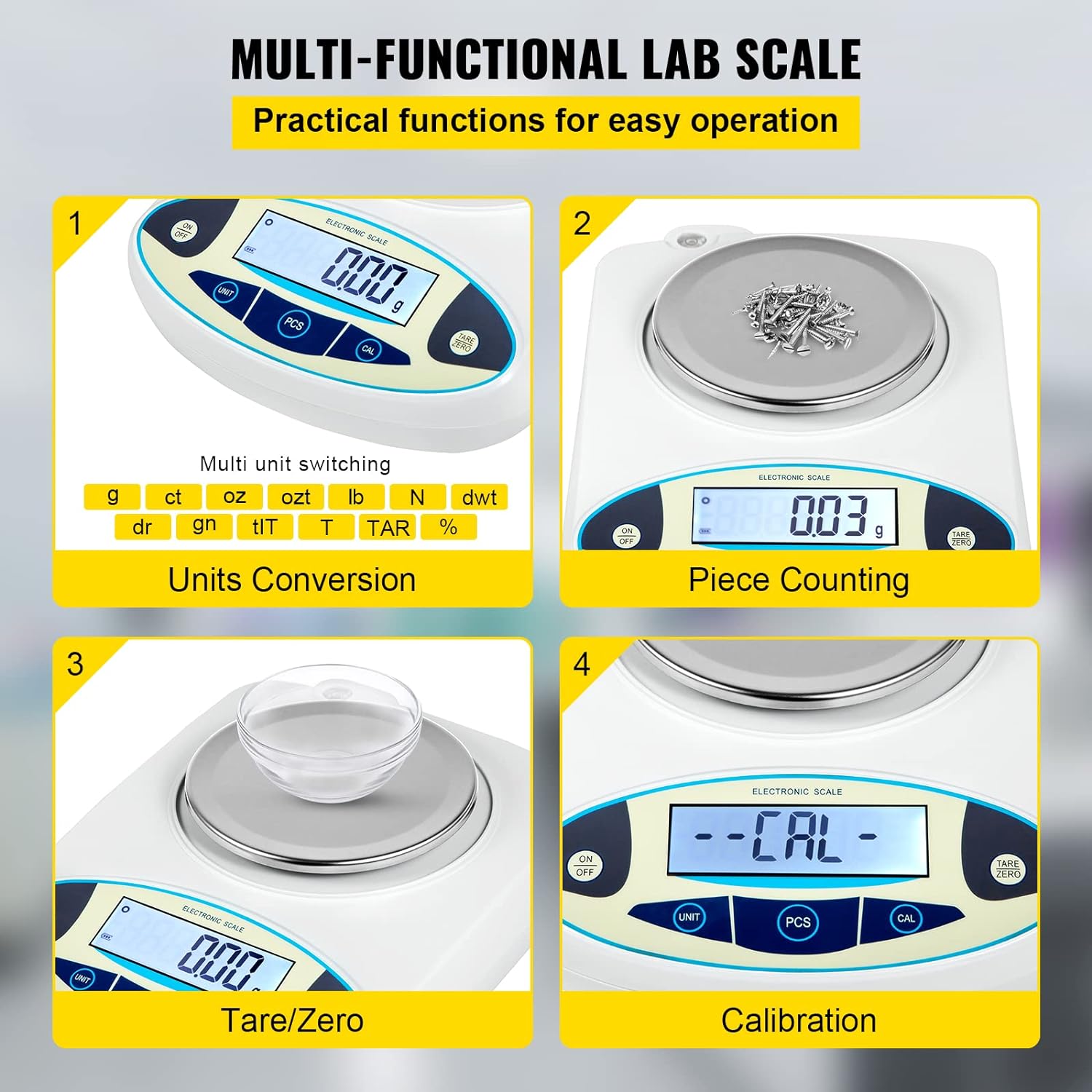 Tilswall Bilancia Analitica Laboratorio Digitale 3kg 0,01g