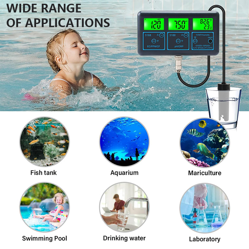 Tilswall Tester Acqua WiFi 7-in-1 Analizzatore Multi-Parametro