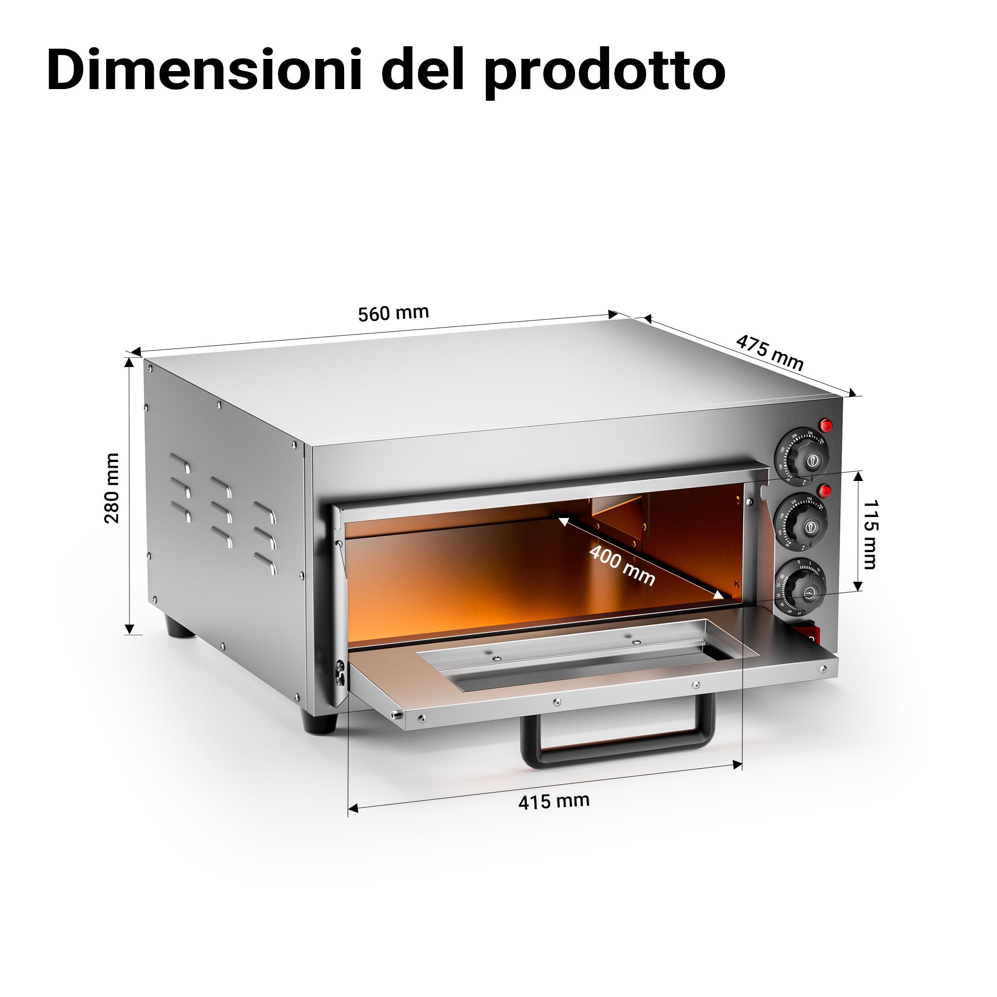 Wiltec Fornetto pizza elettrico 2000W pietra 350°C