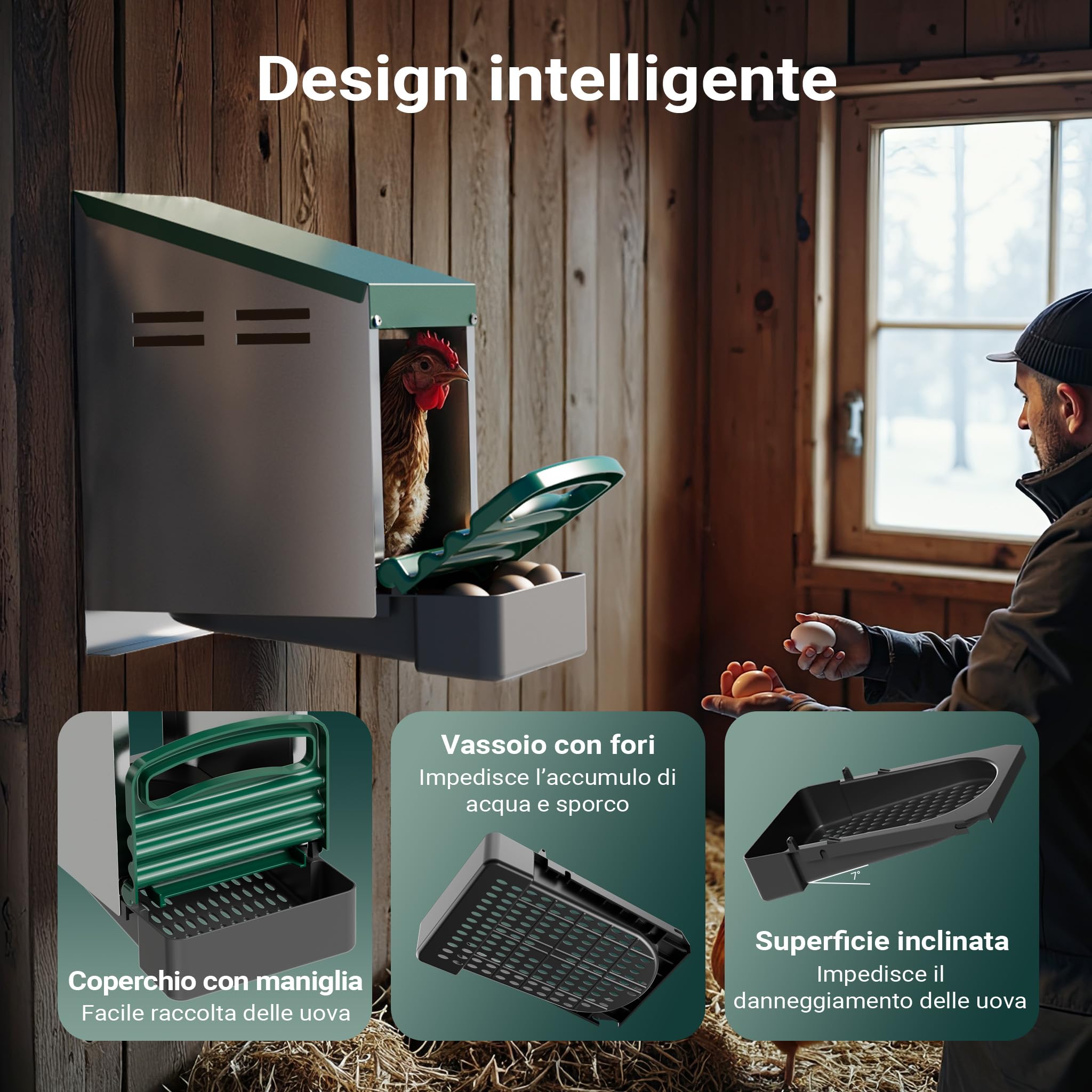 Fudajo Nido Galline Ovaiole 27x52x48 cm con Vassoio