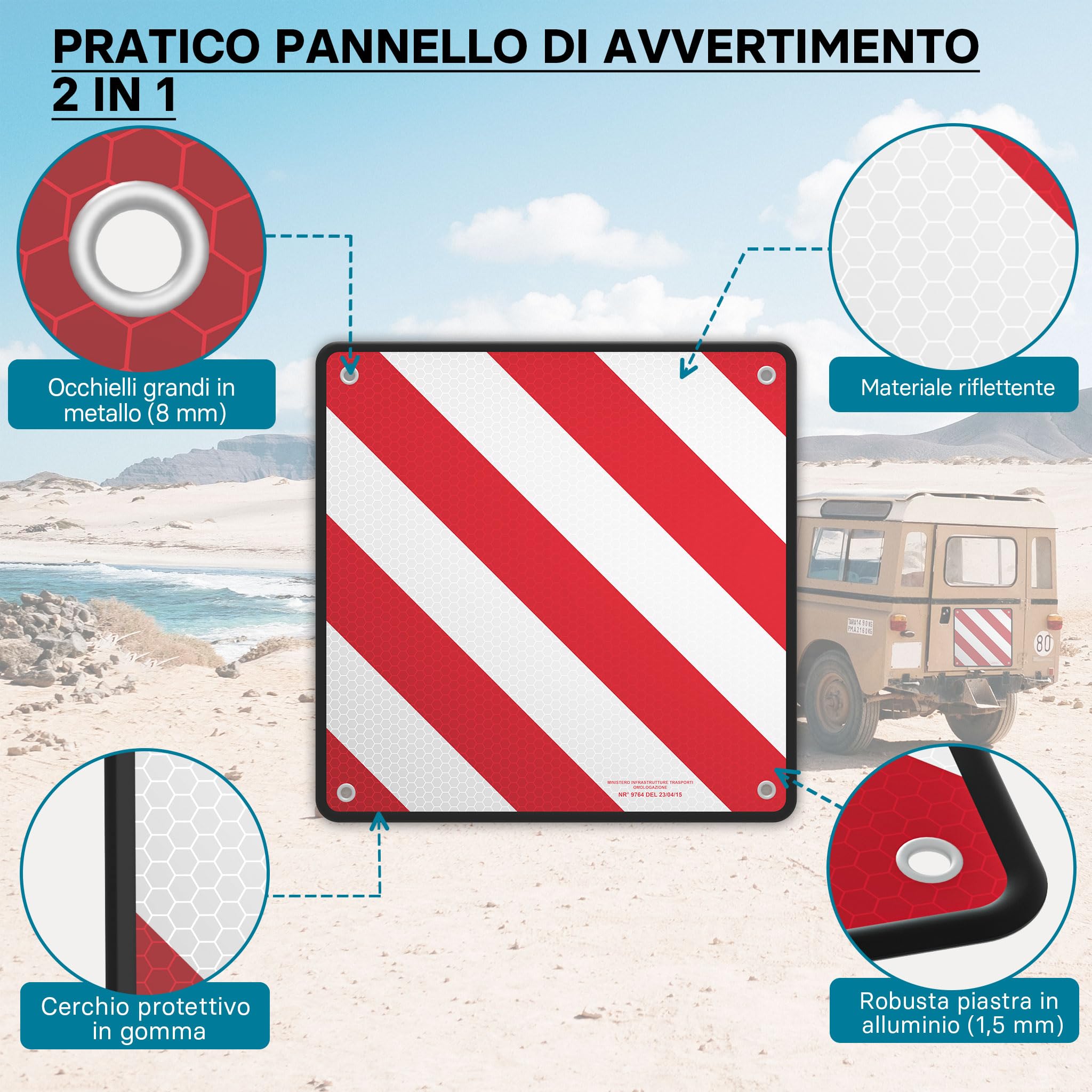 Wiltec pannello carichi sporgenti 50x50 cm Italia/Spagna alluminio