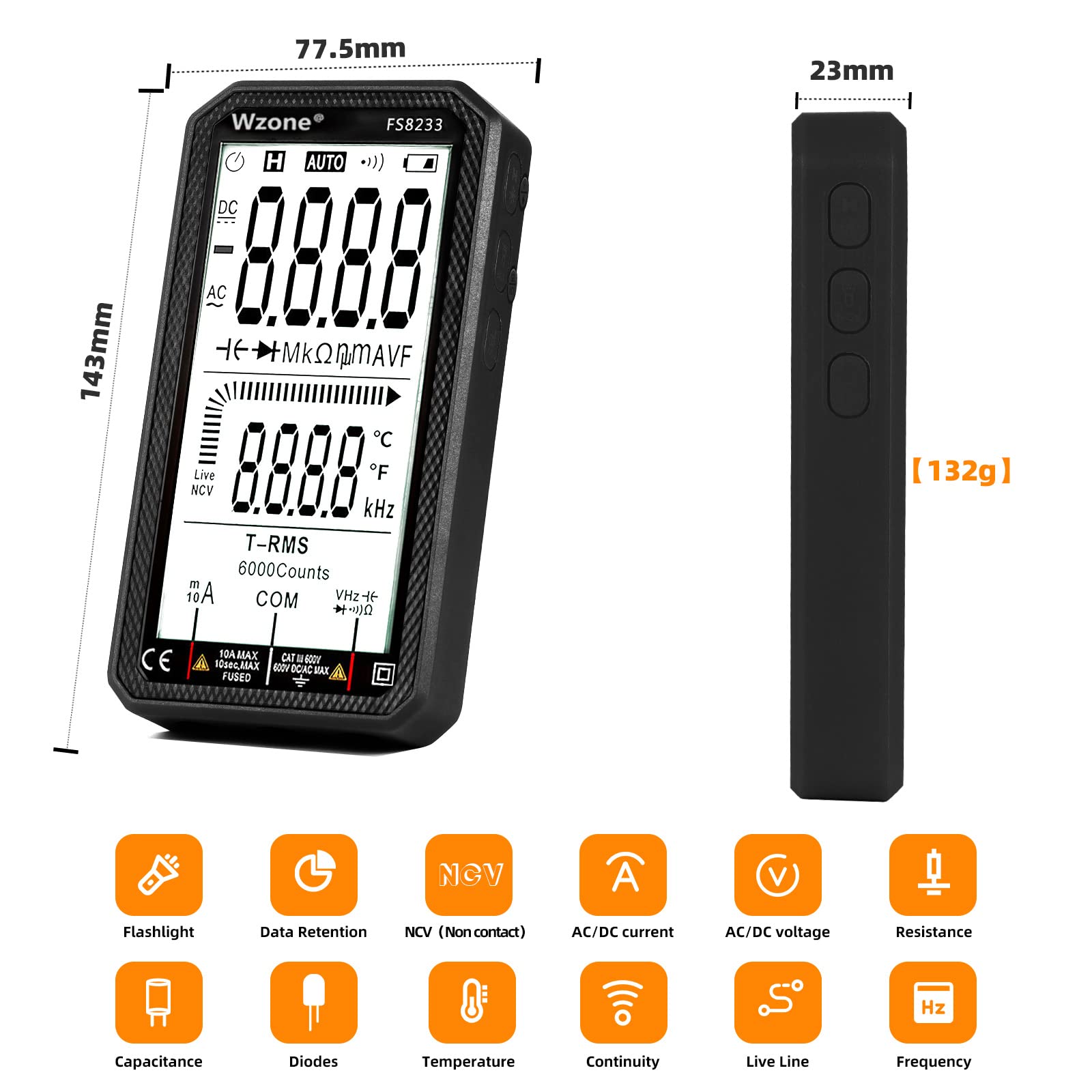 Wzone Multimetro digitale tester elettrico con NCV