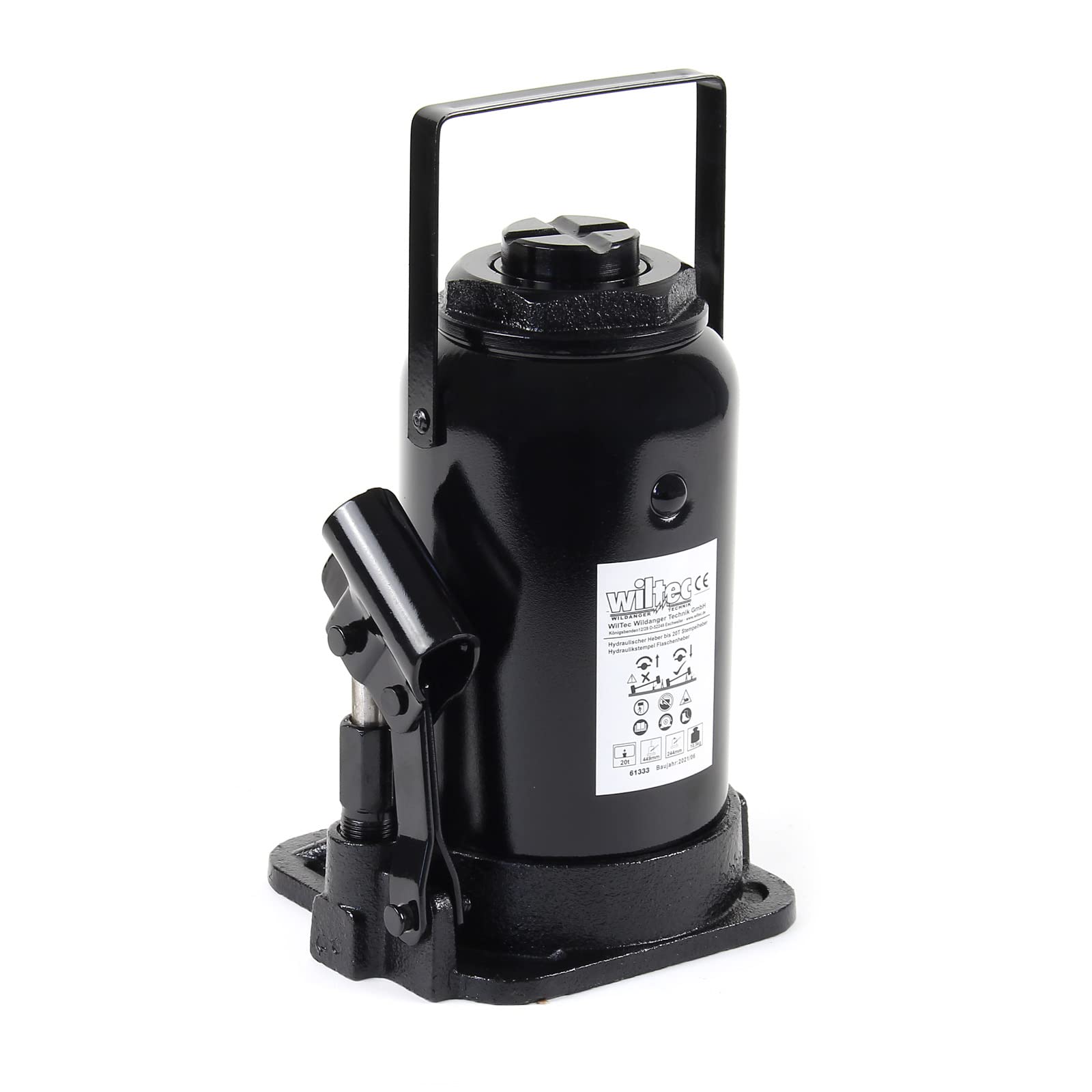 Wiltec cric a bottiglia idraulico 20 t 244-449 mm abbassamento lento