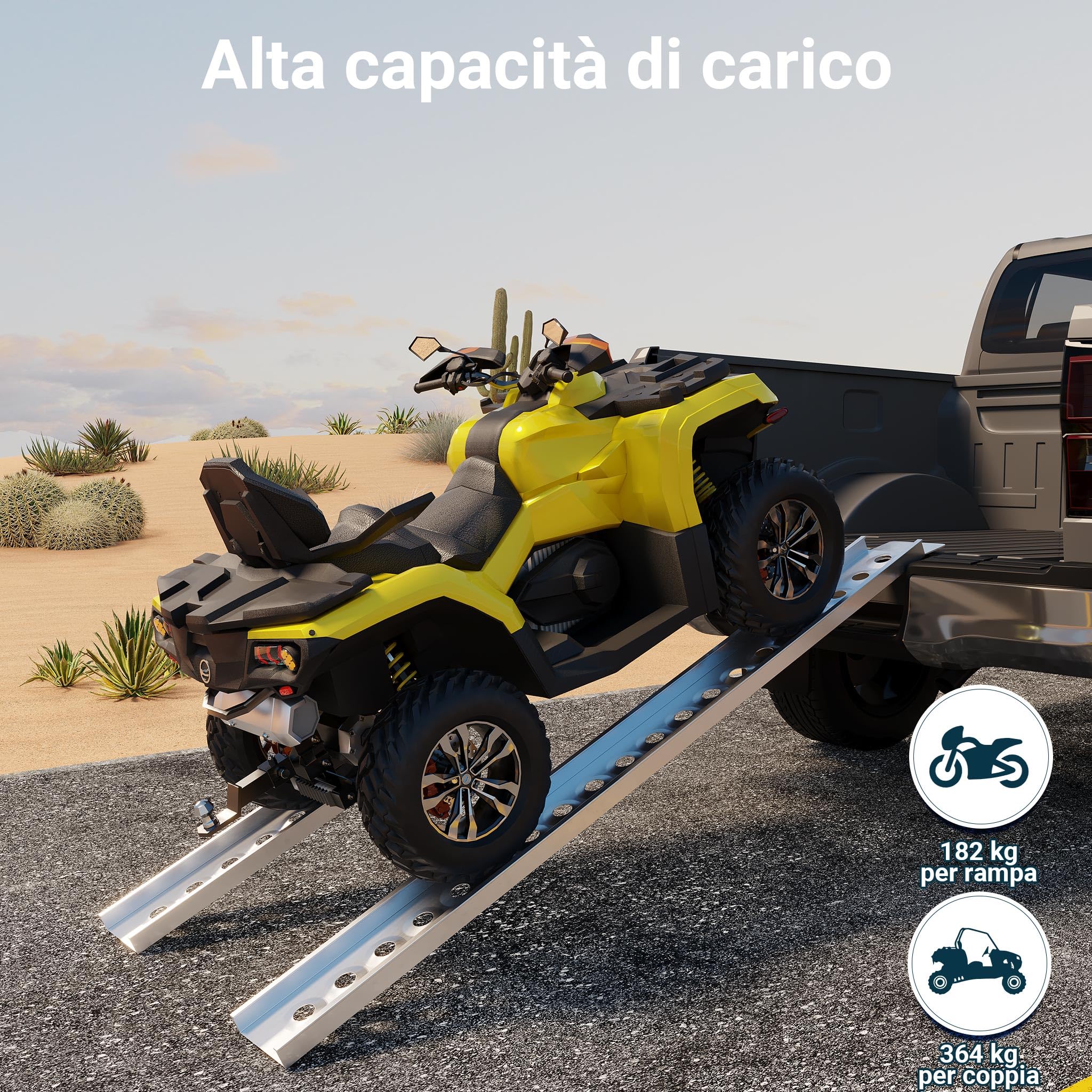 Wiltec rampa di carico 192 cm alluminio fino a 182 kg moto quad