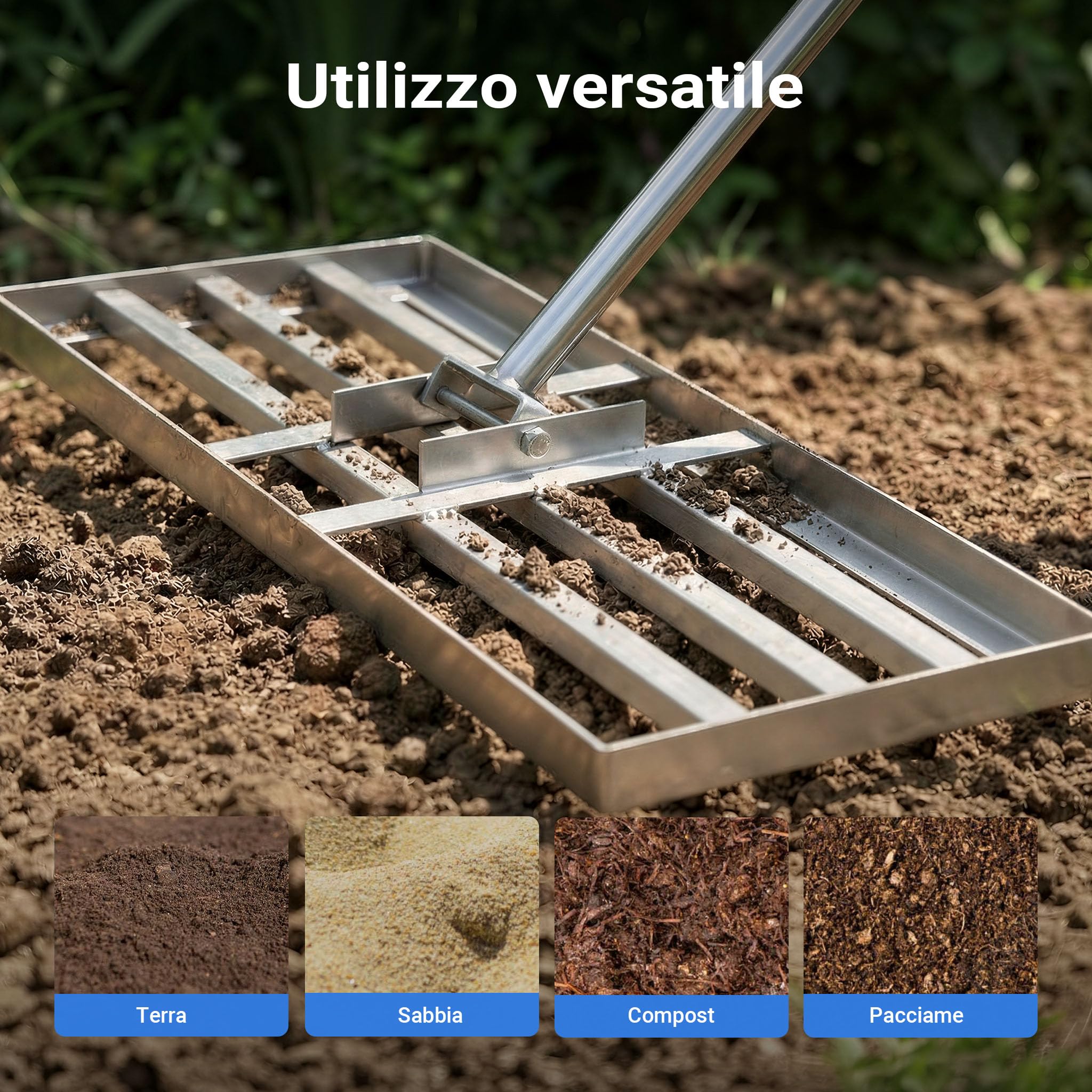 Wiltec Rastrello Livellante M 25x75 cm in Acciaio Inox