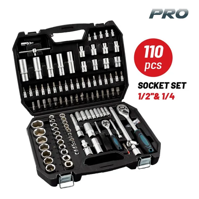 Bormann Set Bussole con Chiavi 110 Pezzi 1/2" 1/4"