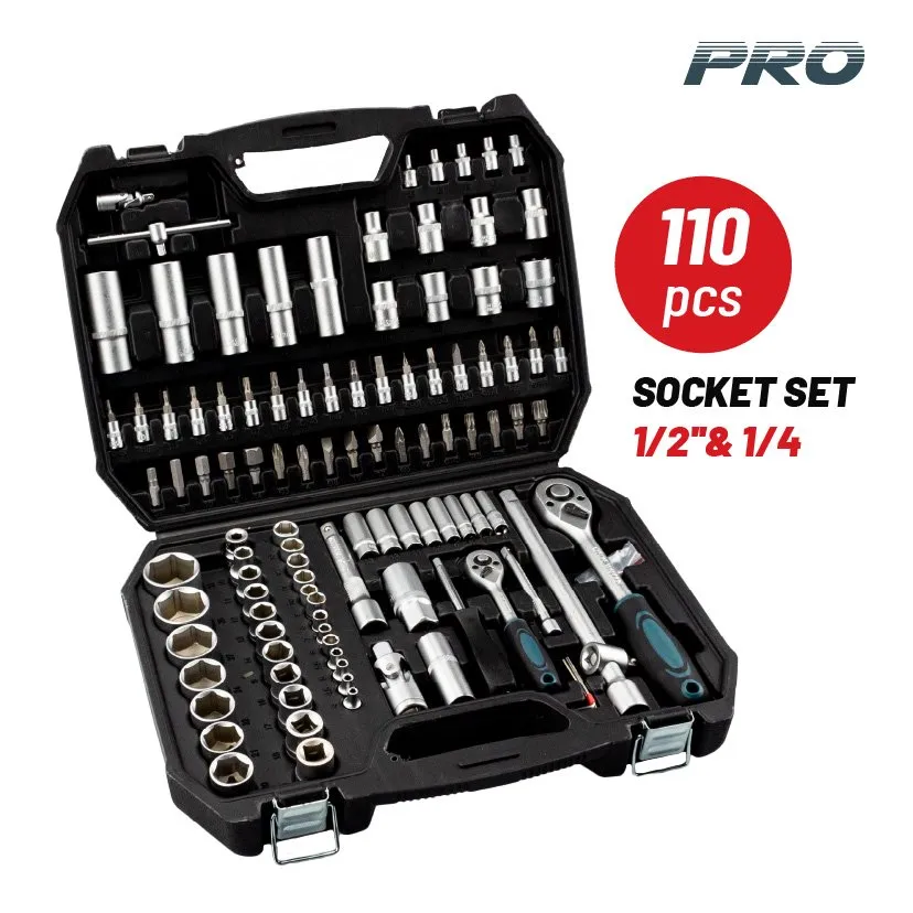 Bormann Set Bussole con Chiavi 110 Pezzi 1/2" 1/4"