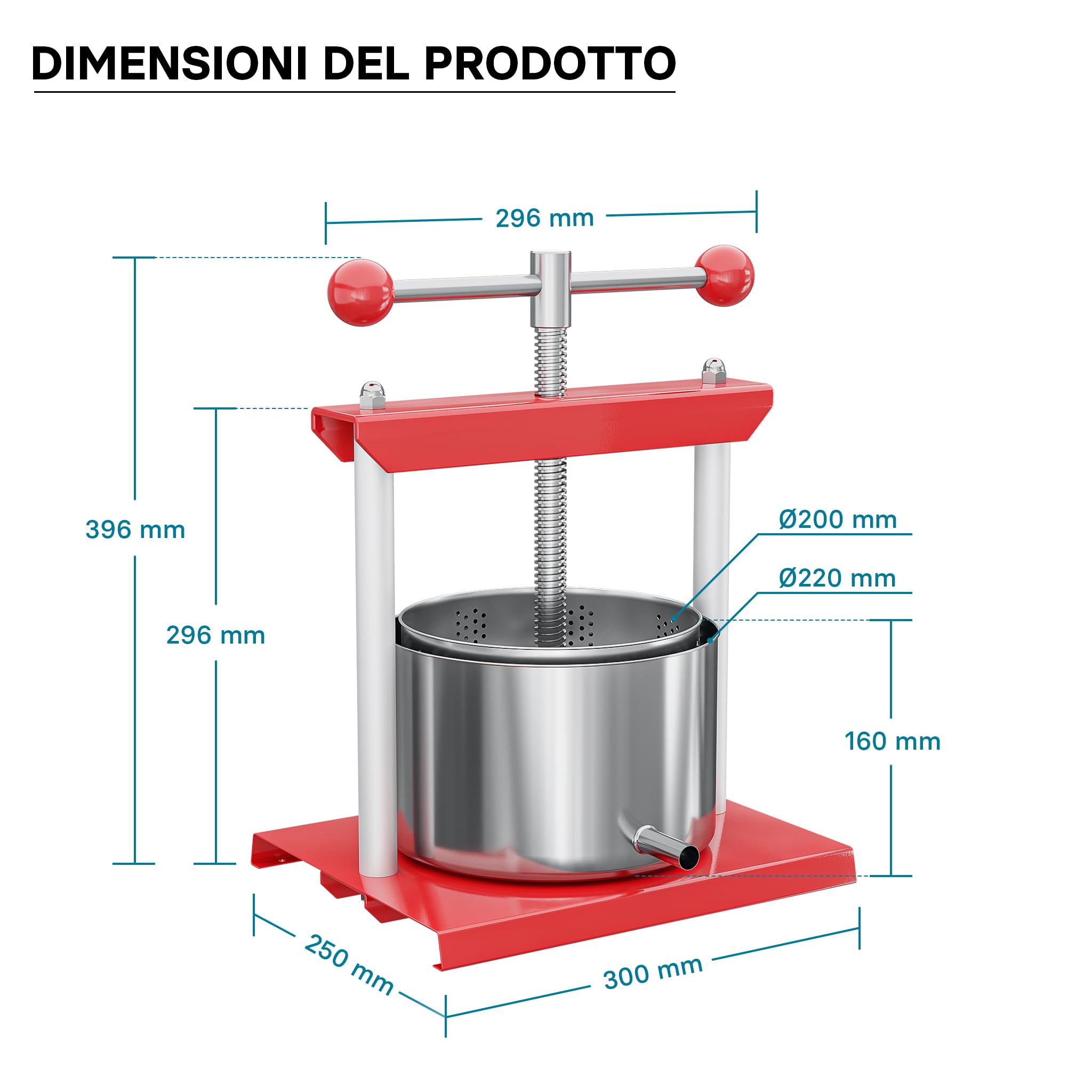 Wiltec Torchietto pressa frutta acciaio inox 6 litri
