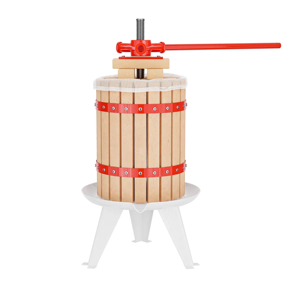 Wiltec torchio frutta manuale 6 l con panno gabbia legno faggio