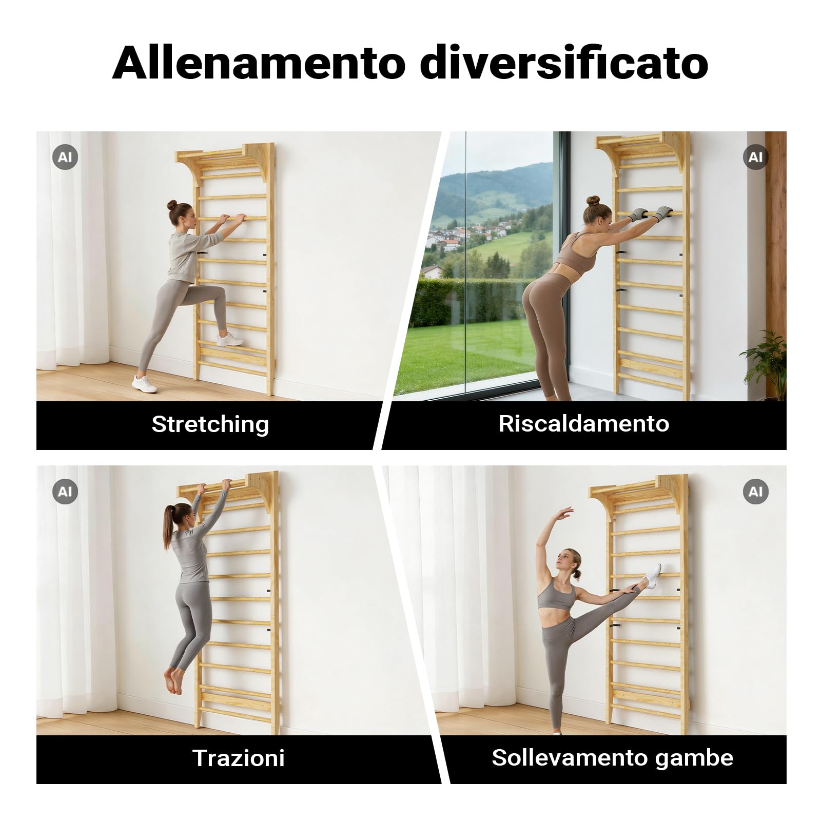 Wiltec Spalliera Svedese Legno 220 cm Portata 150 kg