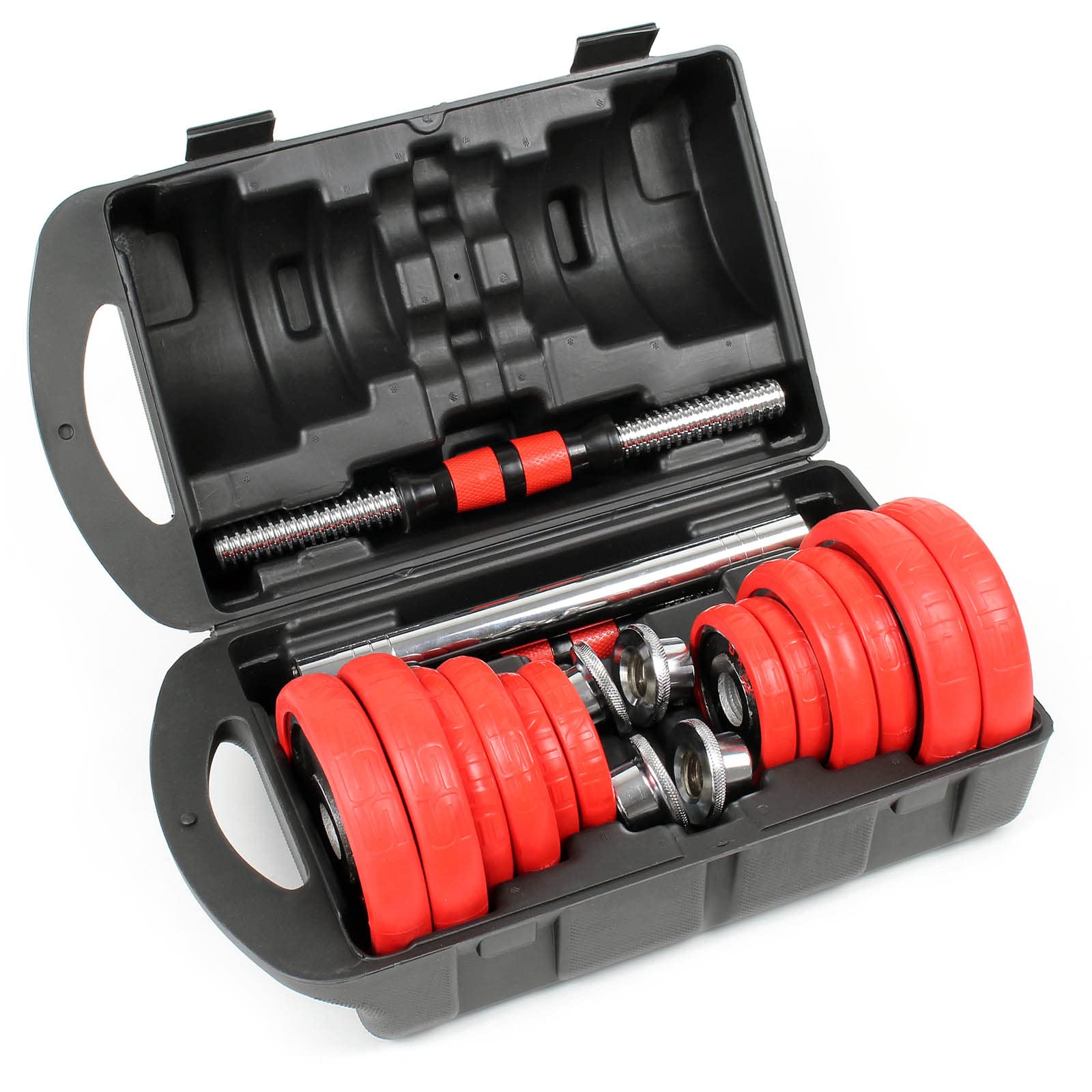 Wiltec Set Manubri 20 kg 2in1 Bilanciere 12 Dischi 30mm