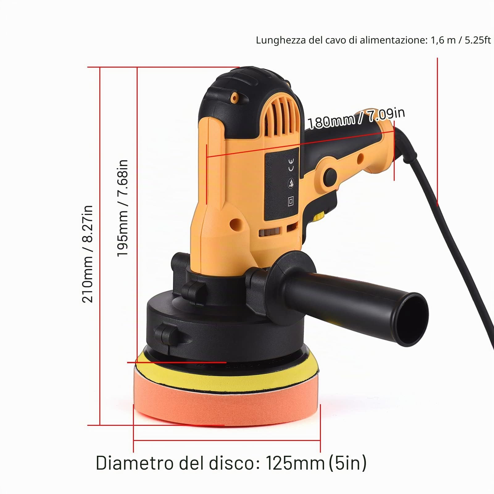 Weytoll 700W 125 mm lucidatrice auto velocità variabile con tamponi