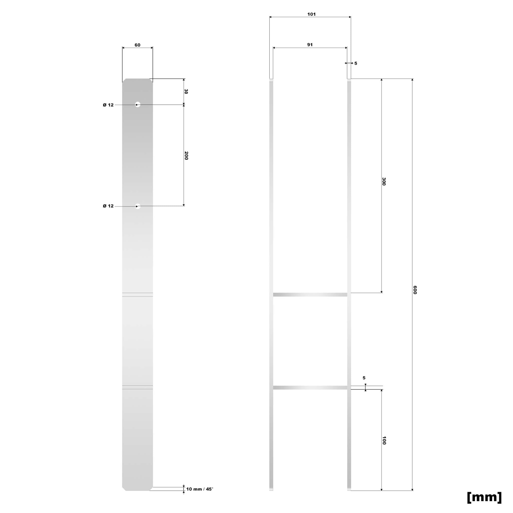 Wiltec XPOtool Supporto Palo H 91x600 mm Zincato a Caldo
