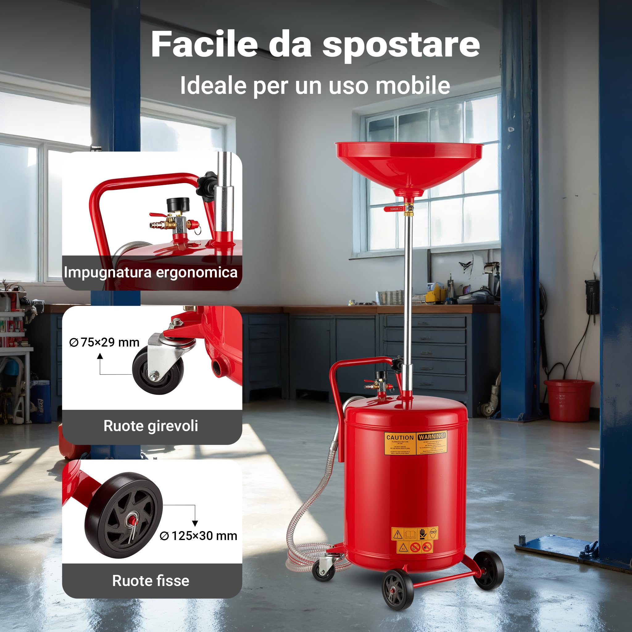Wiltec Recuperatore Olio Esausto 68 L Altezza Regolabile