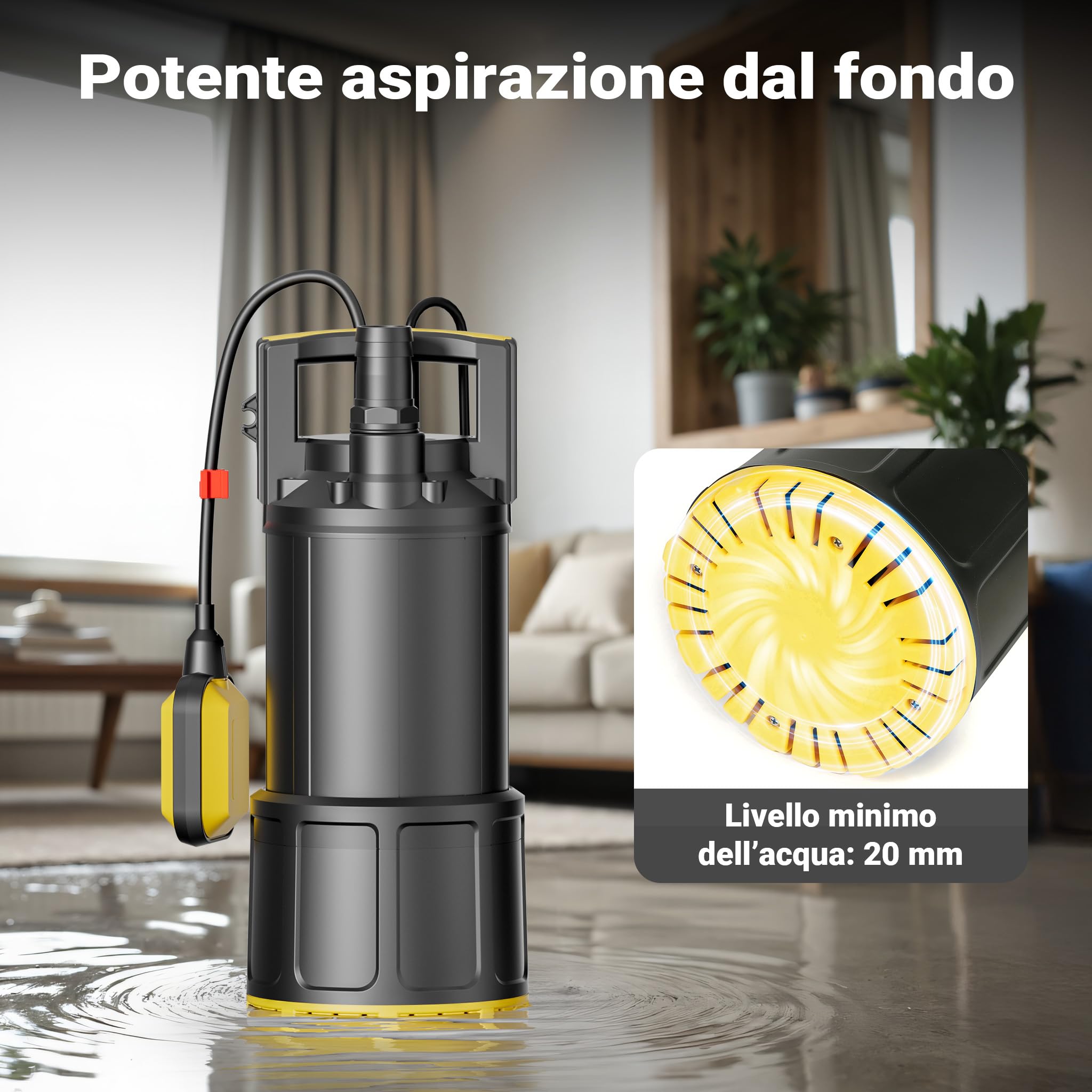 Wiltec Pompa sommersa 850W 5000 l/h 20 m inox